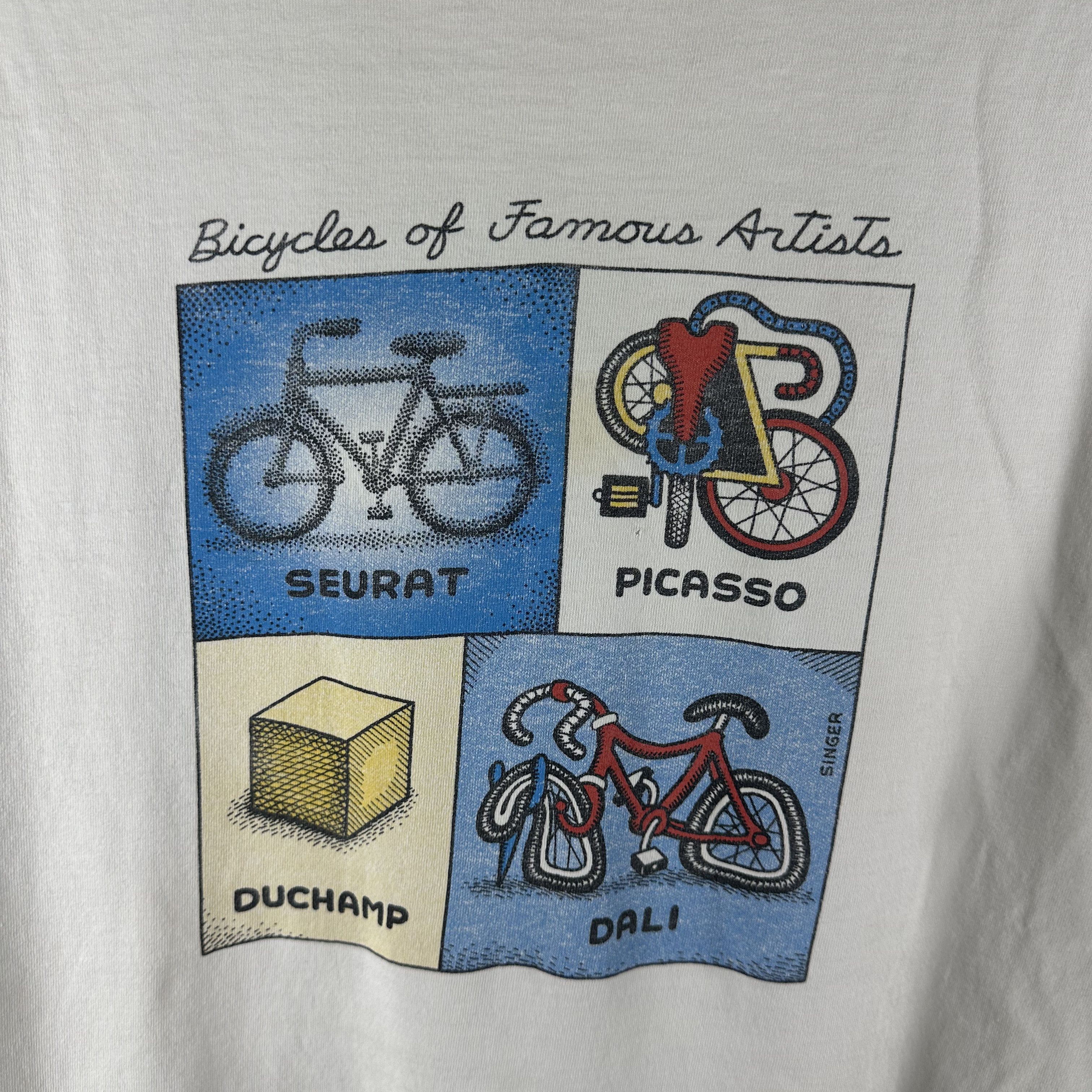 Vintage 90s Bicycle Famous Artists Seurat Picasso Duchamp Dali Tee Size US L / EU 52-54 / 3 - 2 Thumbnail