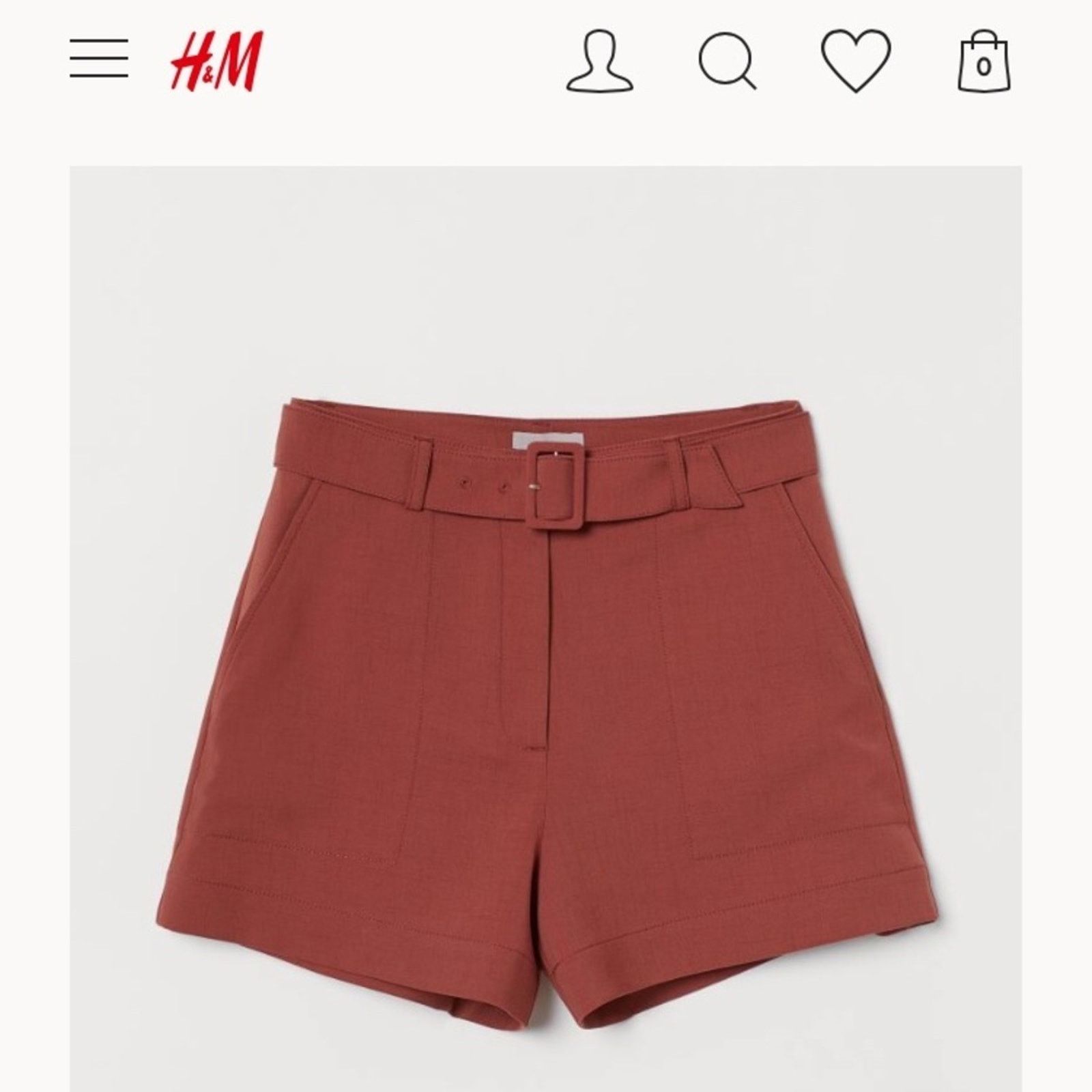 H&M NWT H&M rust colored shorts with belt Size 36" / US 14 / IT 50 - 1 Thumbnail
