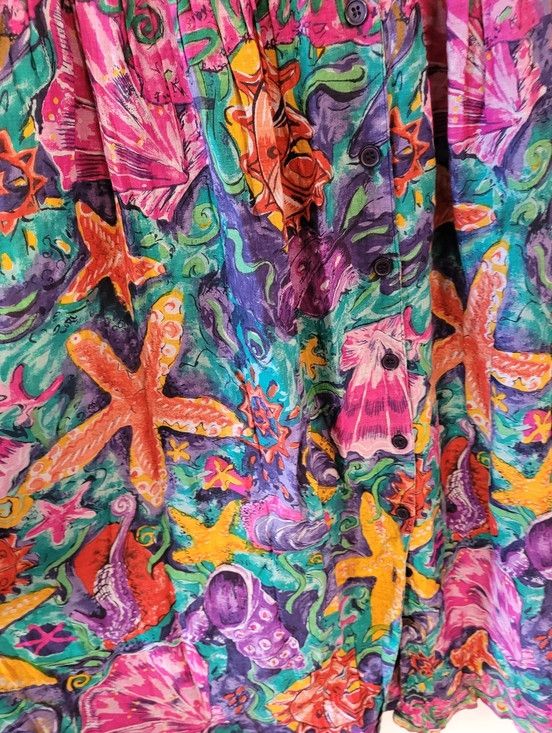 Vintage Vintage Hot Honey Tropical Mermaidcore Maxi Cotton Dress - L Size L / US 10 / IT 46 - 5 Thumbnail