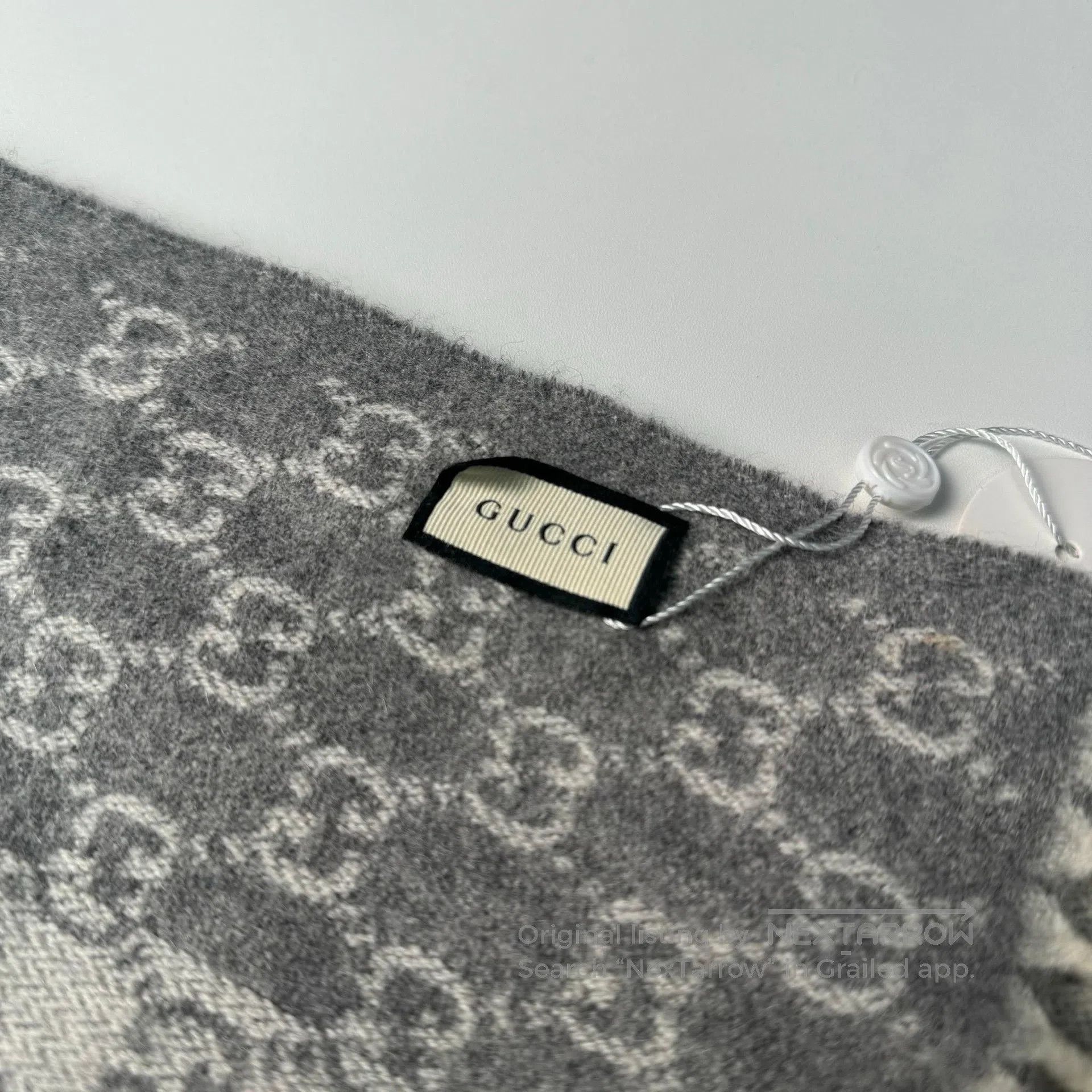 Gucci Guicci Gray Double G Jacquard Full Logo Wool and Cashmere Size ONE SIZE - 6 Thumbnail
