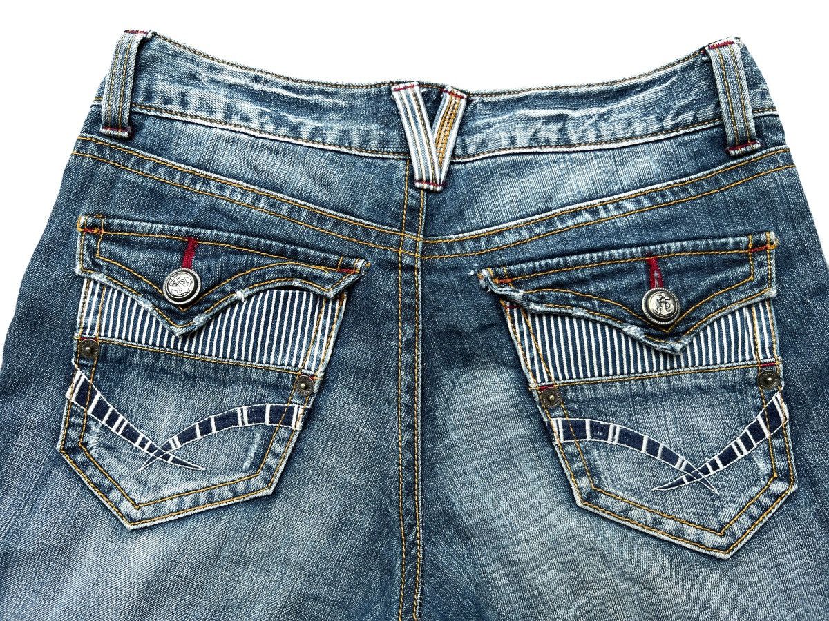 Japanese Brand Flare Copper Smith Distressed Wideleg Denim Jeans 32x33 Size US 32 / EU 48 - 9 Thumbnail