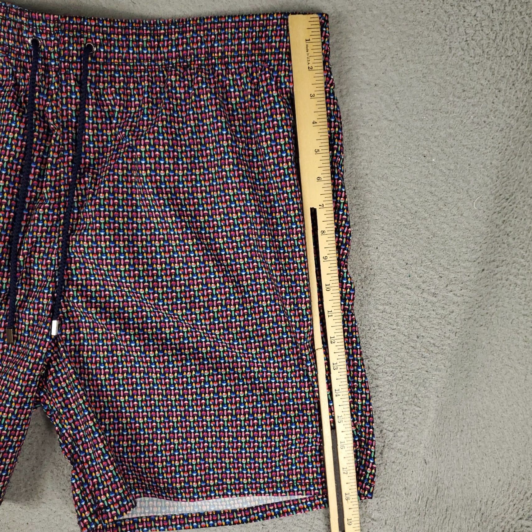 BUGATCHI BUGATCHI Shorts Mens 2XL Blue Geometric Surf Beach Board Swim Trunks Modern Mens Size US 39 - 5 Thumbnail