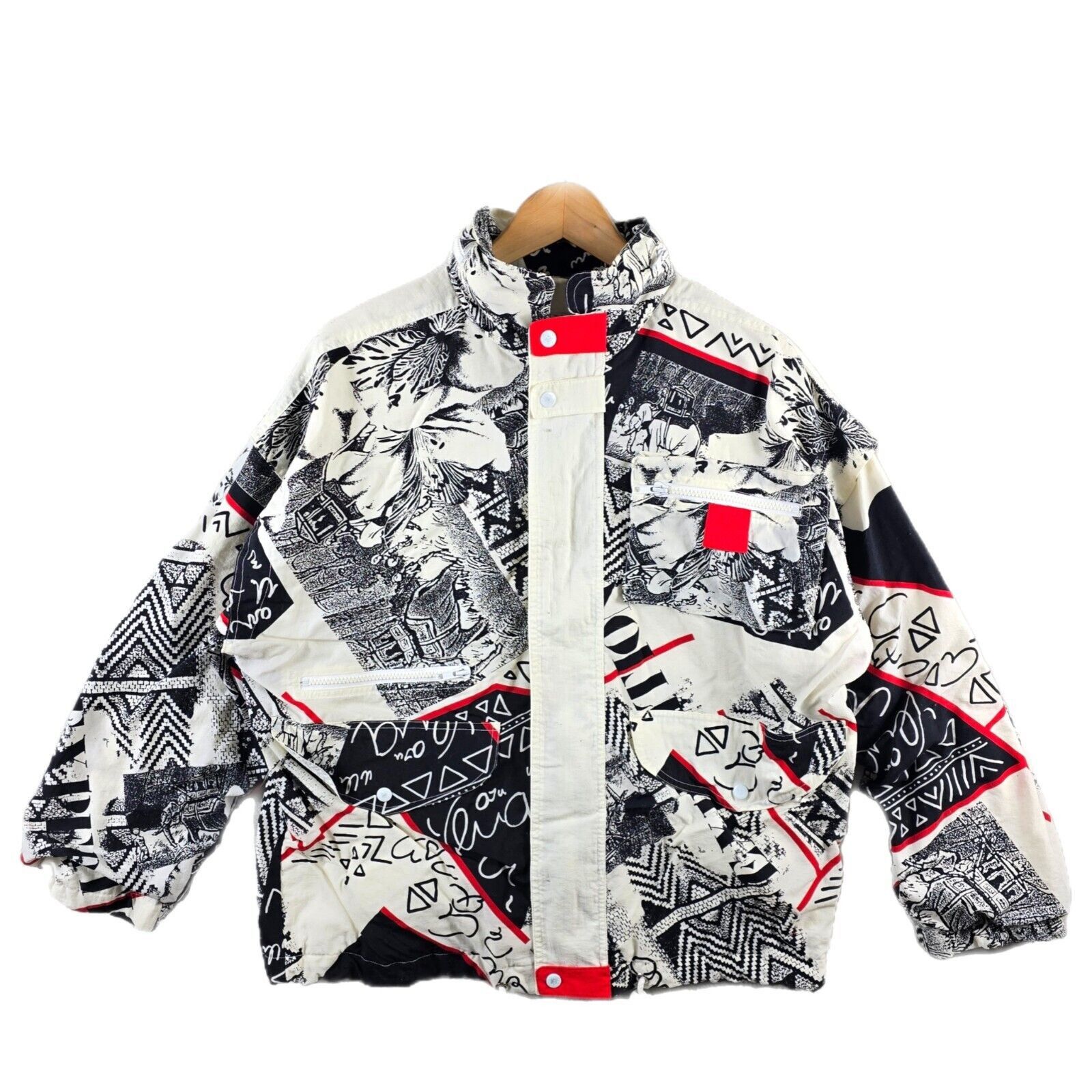 Vintage Vintage 80s Move Sport Small Jacket Graffiti Print AOP Size S / US 4 / IT 40 - 1 Thumbnail