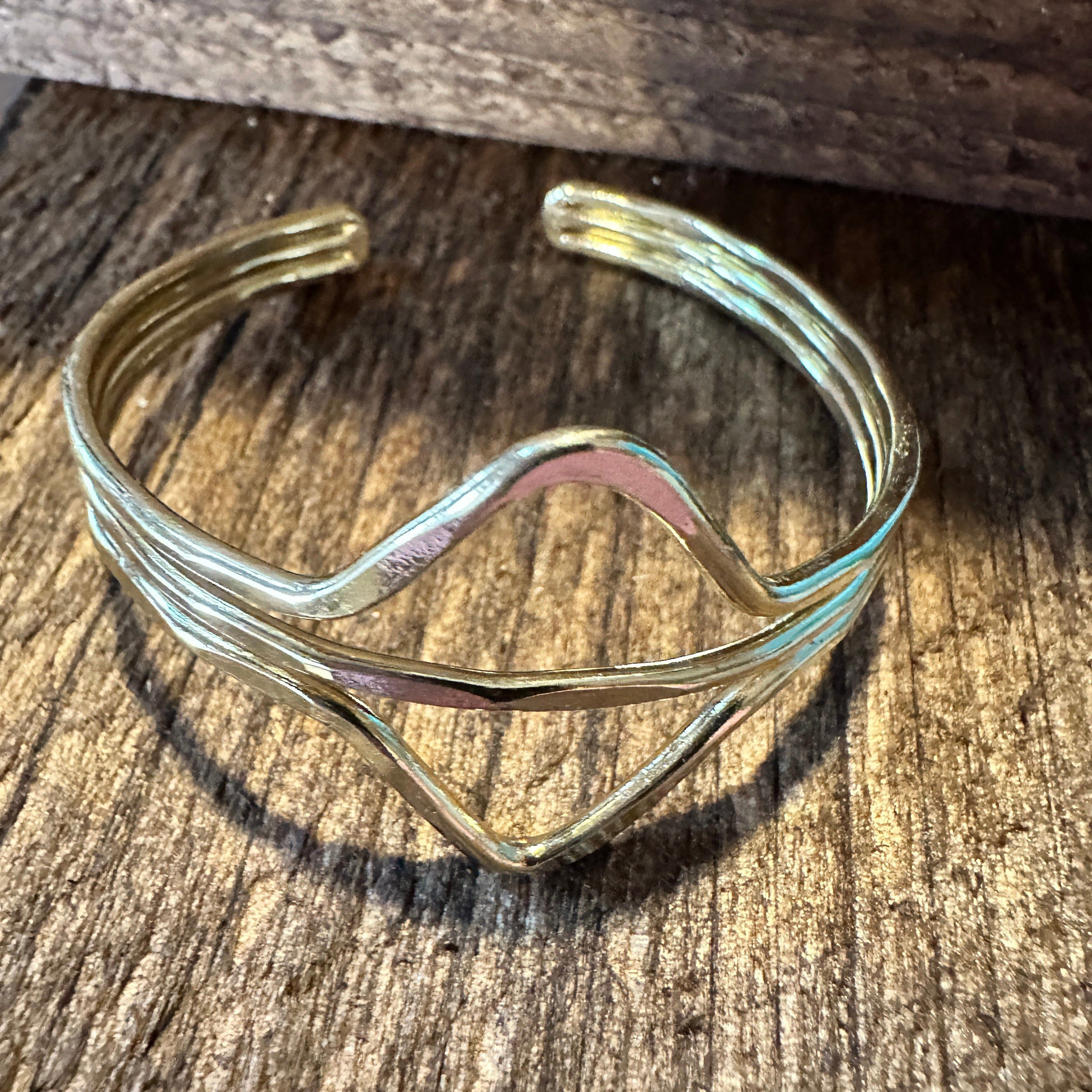 Other Handcrafted Boho Gold Plated Adjustable Cuff Bracelet - Two Size ONE SIZE - 7 Thumbnail