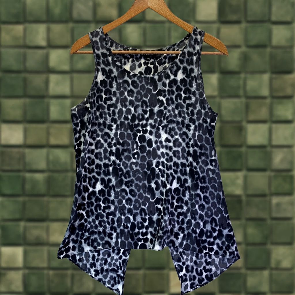 Express Express Women’s S Back Leopard Print Chiffon Slit Back Tank Top Blouse-4220 - Multicolor, Animal Print, Express, Shirt, Womens Size S / US 4 / IT 40 - 1 Thumbnail