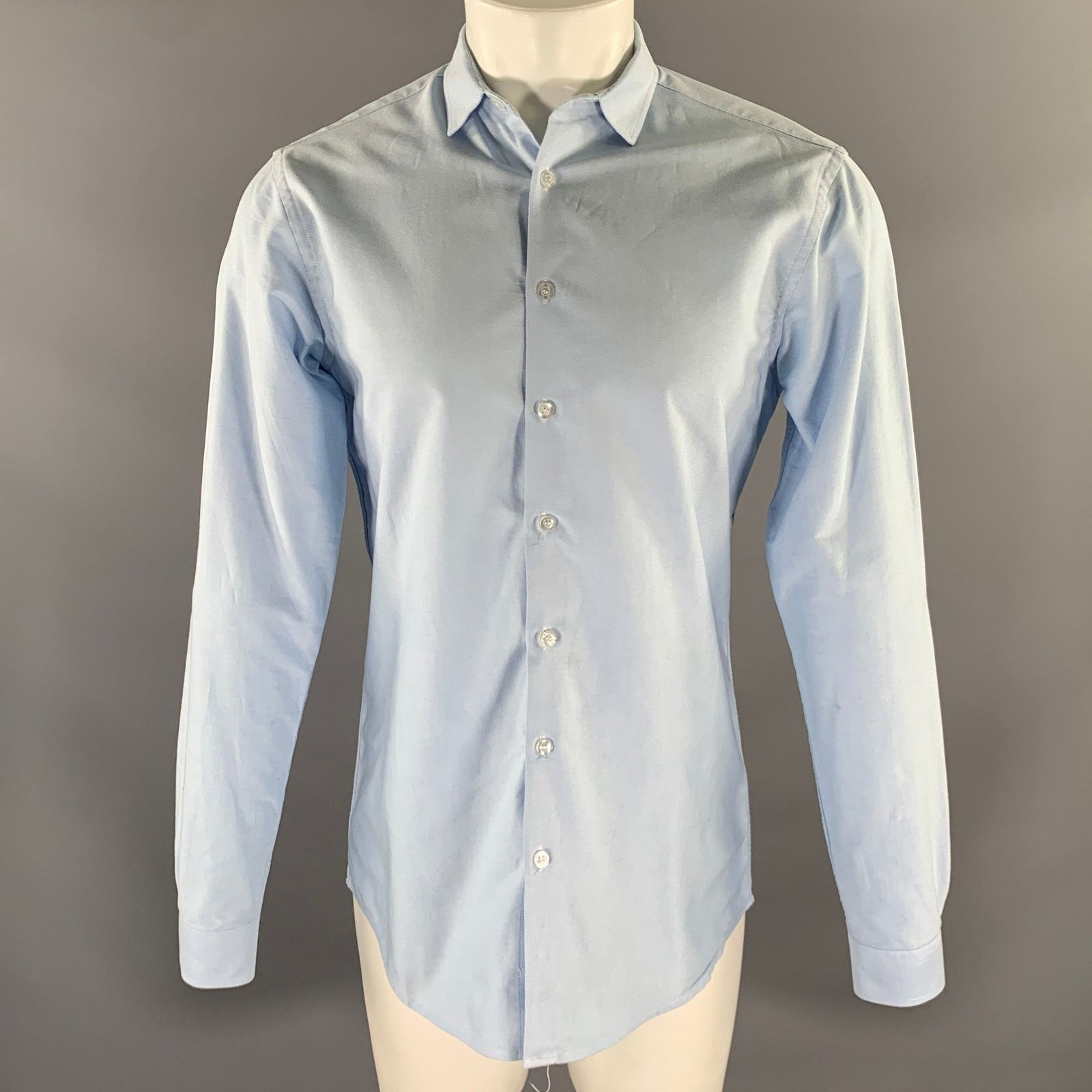 Custommade CUSTOM MADE M Light Blue Oxford Cotton Button Up LS Shirt Size US M / EU 48-50 / 2 - 1 Thumbnail