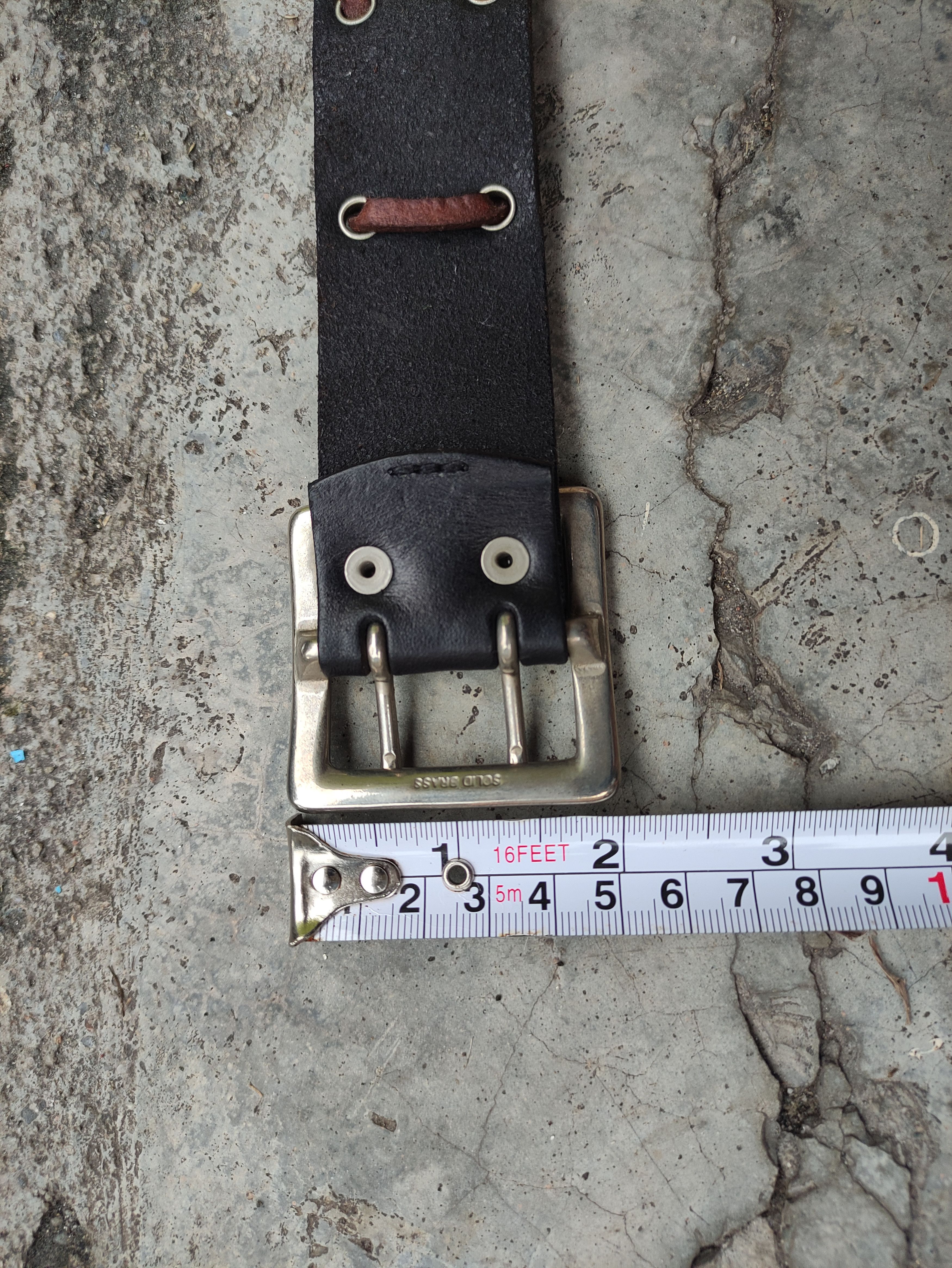American Eagle Outfitters AMERICAN EAGLE VINTAGE LEATHER BELT CROSS STITCH DESIGN Size 34 - 9 Thumbnail