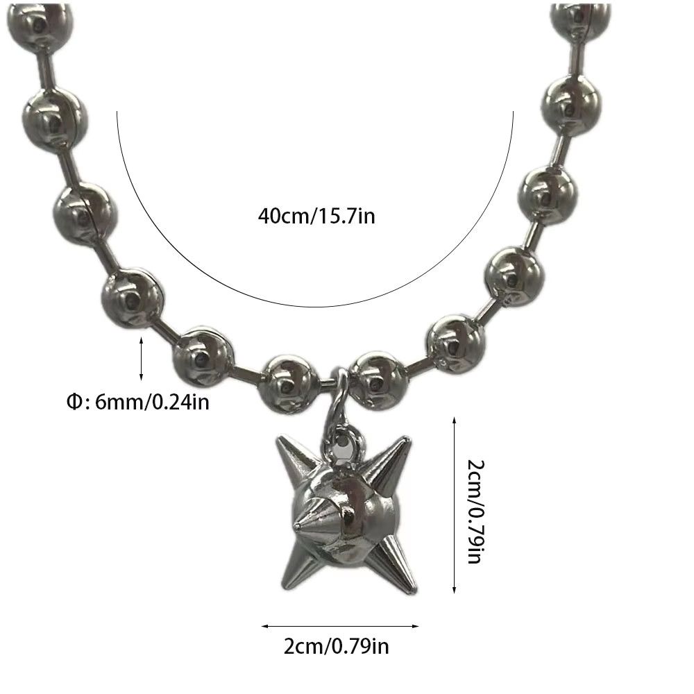 Jewelry Gunge Aesthetic 6mm Beads Ball Chain Flail Choker Necklace Size ONE SIZE - 2 Thumbnail