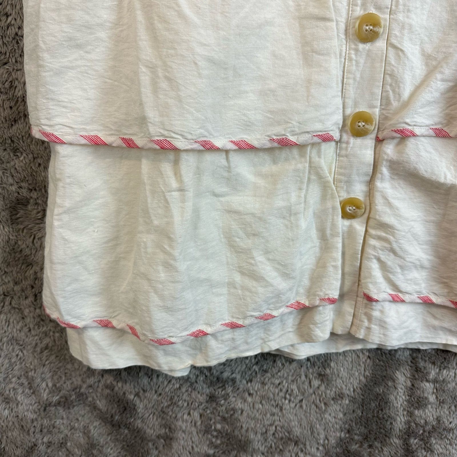 Anthropologie Anthropologie Maeve Linen Red Stripe Tiered Dress 6 S Size M / US 6-8 / IT 42-44 - 8 Thumbnail