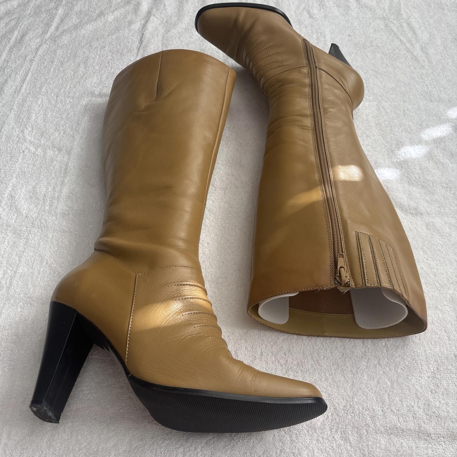 Other y2k faux leather tan heal boots Size ONE SIZE - 3 Thumbnail