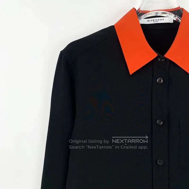 Givenchy Givenchy Black Silk Shirt with Red Collar . Size XXS / US 00 / IT 34 - 3 Thumbnail