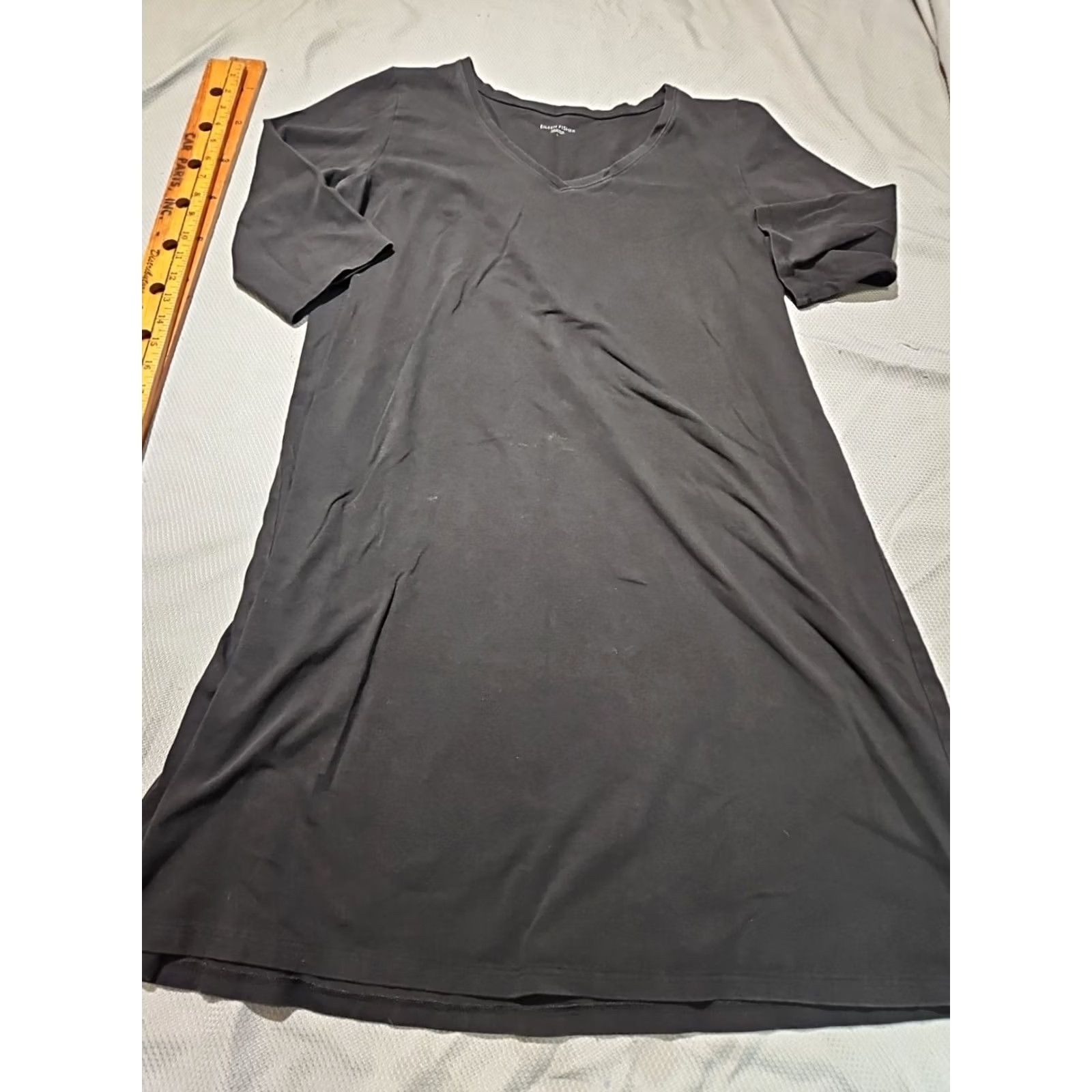 Eileen Fisher VINTAGE? No. Eileen Fisher Shirt Dress L Black V-Neck Basic Casual Relaxed Top Womens Large Black Shirt Dress Modern Classic Size L / US 10 / IT 46 - 5 Thumbnail