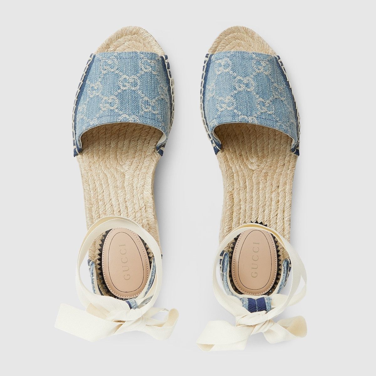 Gucci oc11z1025 GG Platform Espadrilles in Light Blue/Ivory Size US 9 / IT 39 - 4 Thumbnail