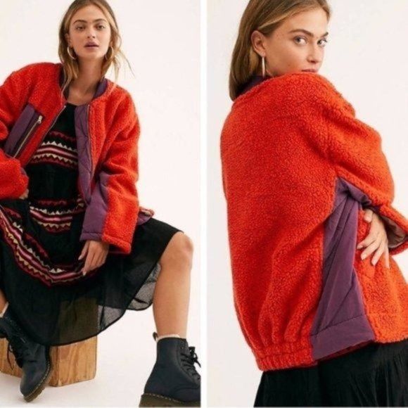 image of Free People Rivington Sherpa Utility Jacket Size Small Women in Orange