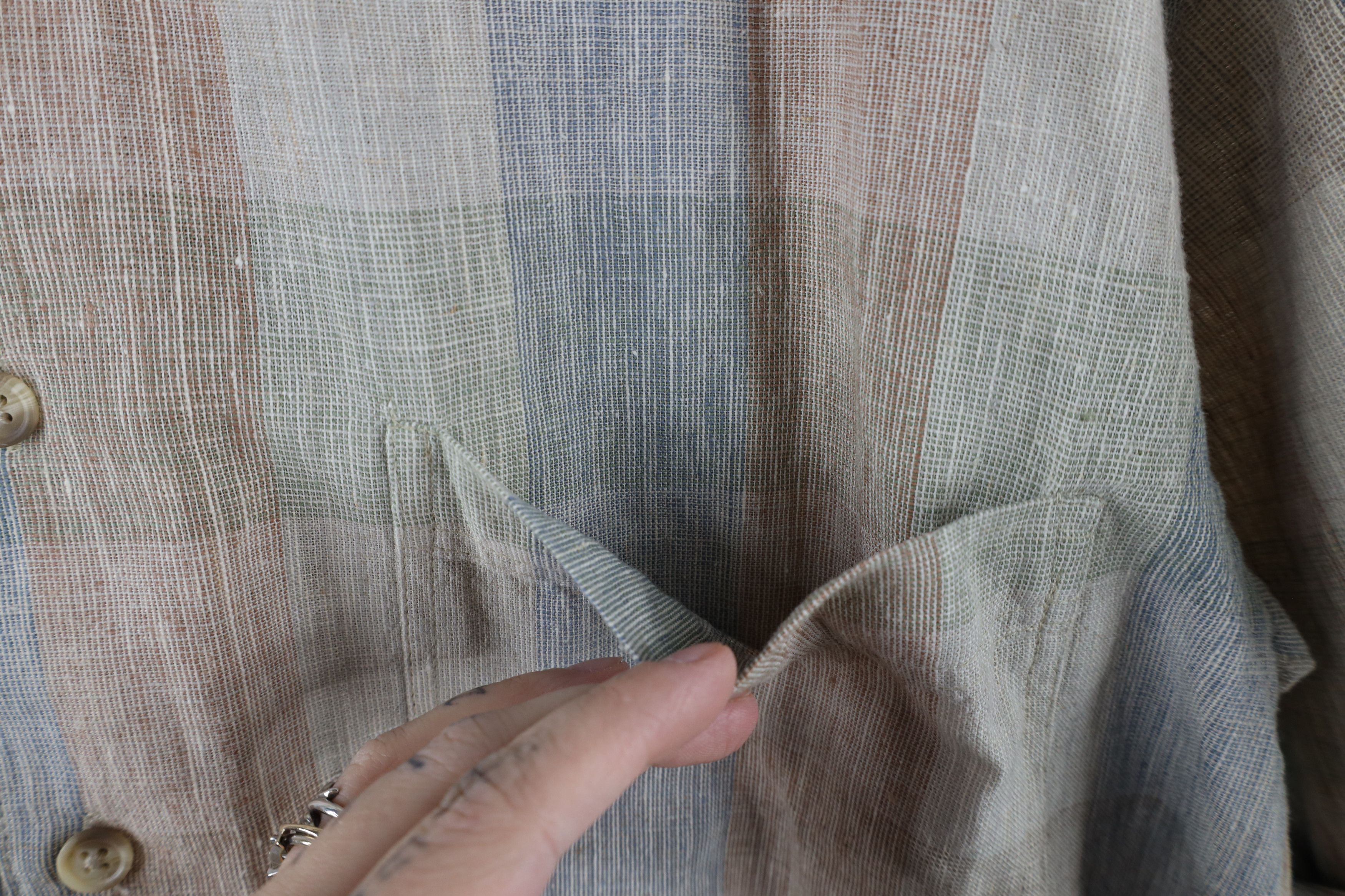 Vintage Vintage 90s Streetwear Pastel Linen Blend Button Down Shirt Size US M / EU 48-50 / 2 - 4 Thumbnail