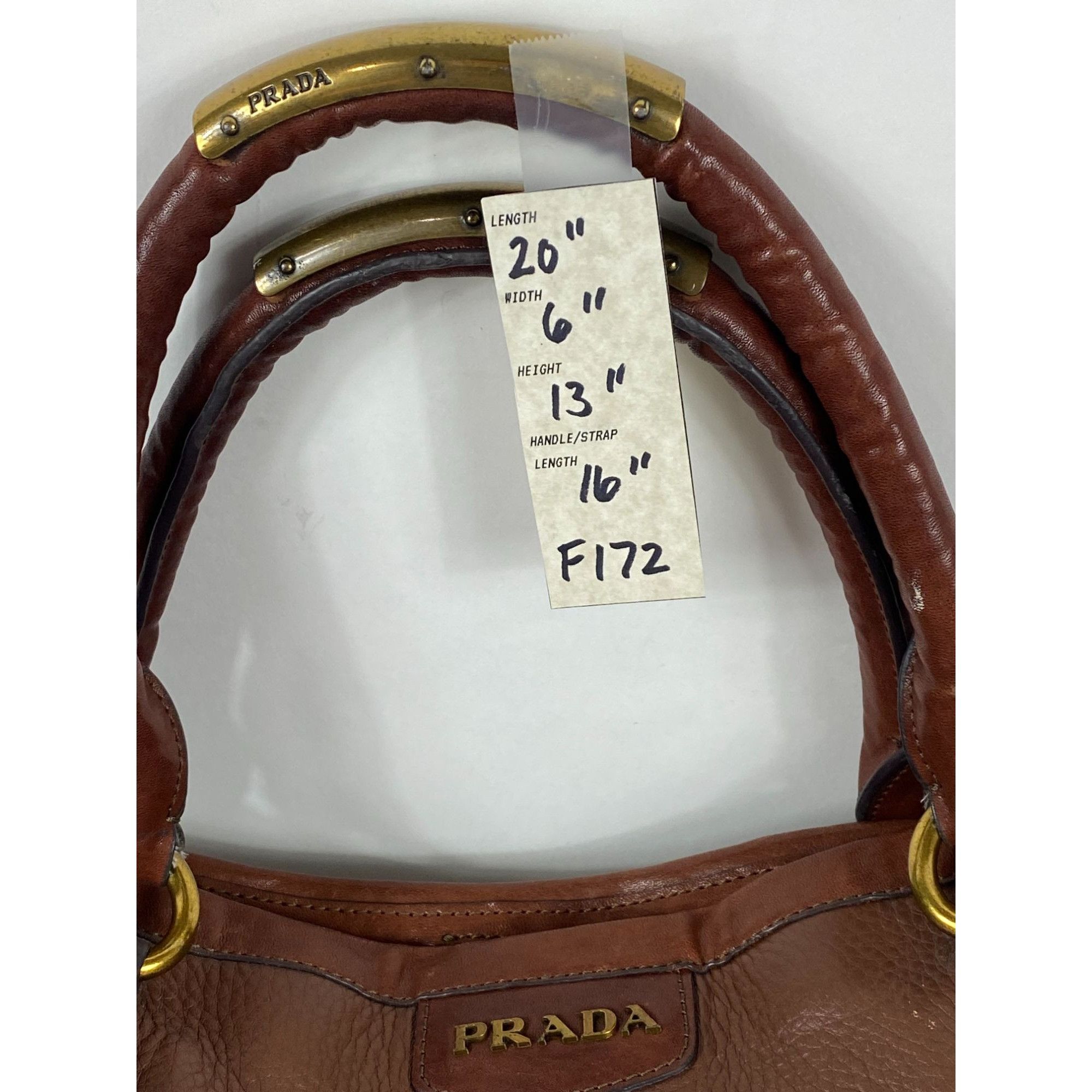 Prada Prada Brown Leather Shoulder Hand Bag w/ Gold Hardware Women Size ONE SIZE - 8 Thumbnail