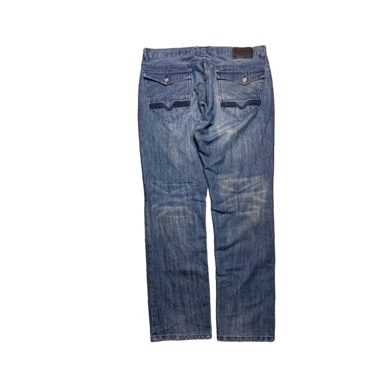 Vintage VINTAGE Jeans Men 40x33 Embroidered Wide-Leg Grunge Baggy Skater Y2K Blue Fusai 40x33 Size US 40 / EU 56 - 1 Thumbnail