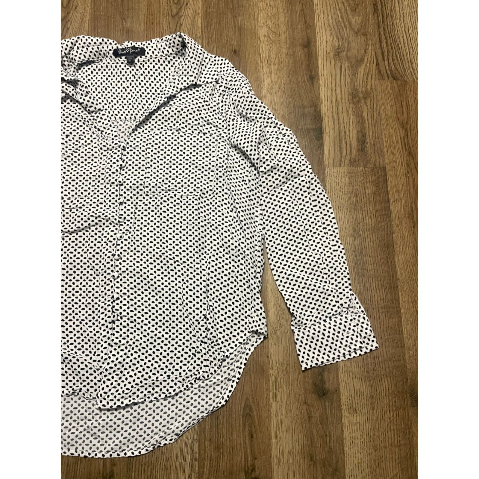 Velvet Velvet Heart Shirt Womens Medium Black White Polka Dots Long Sleeve Button Up"} Size M / US 6-8 / IT 42-44 - 4 Thumbnail