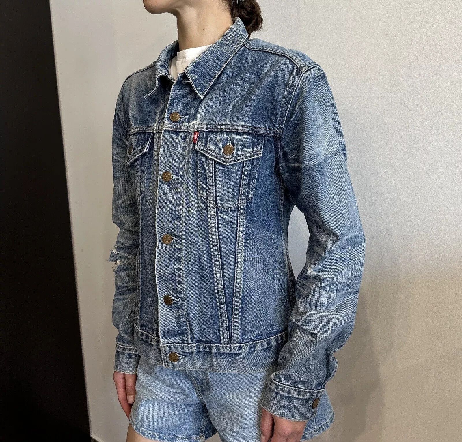 Levi's LEVIS VINTAGE JACKET COAT DENIM WOMENS Washing Distressed Size M / US 6-8 / IT 42-44 - 5 Thumbnail