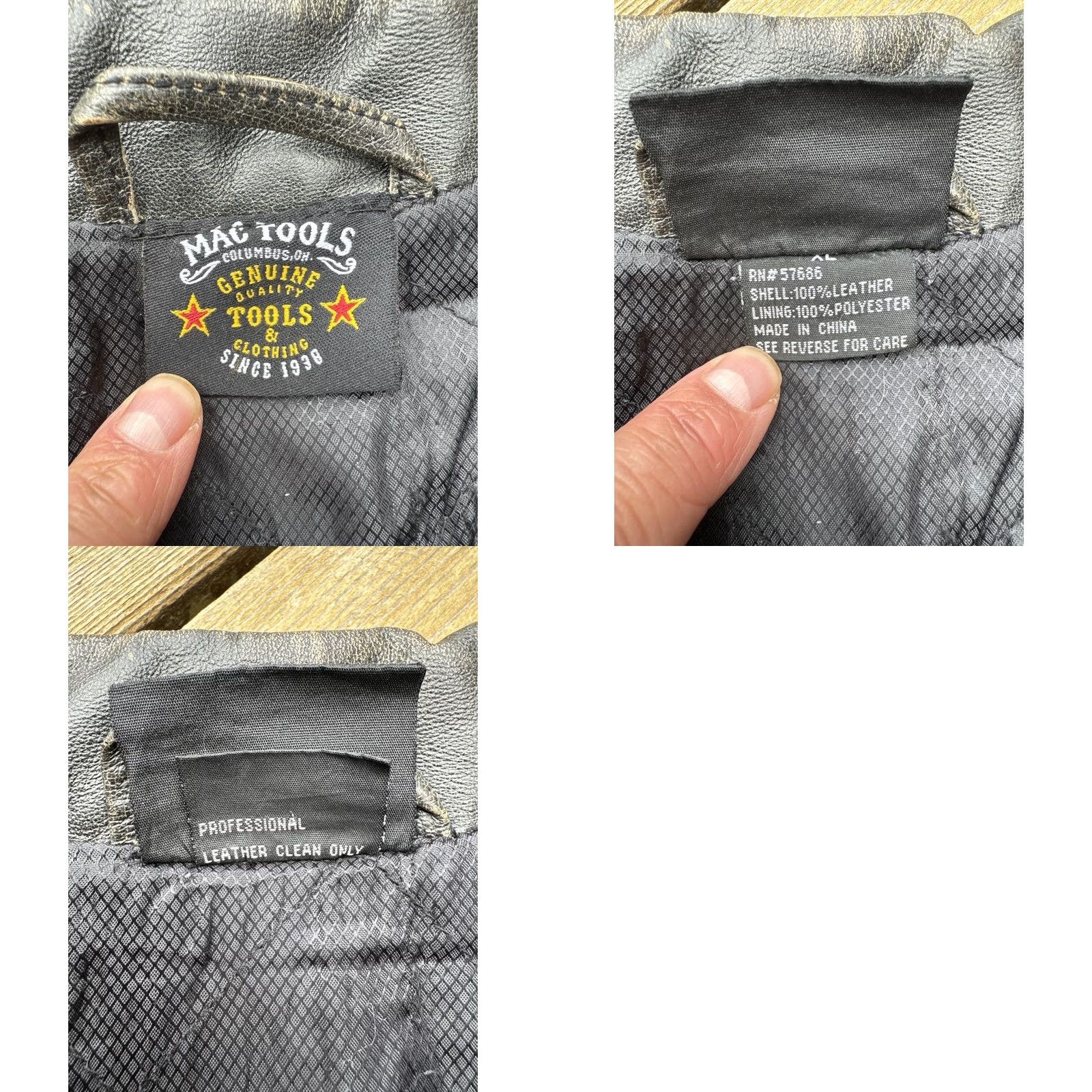 Vintage MAC Tools Leather Jacket Black Zip Coat Quilted Lined Workwear Men’s XL Bomber Jacket Size US XL / EU 56 / 4 - 11 Thumbnail