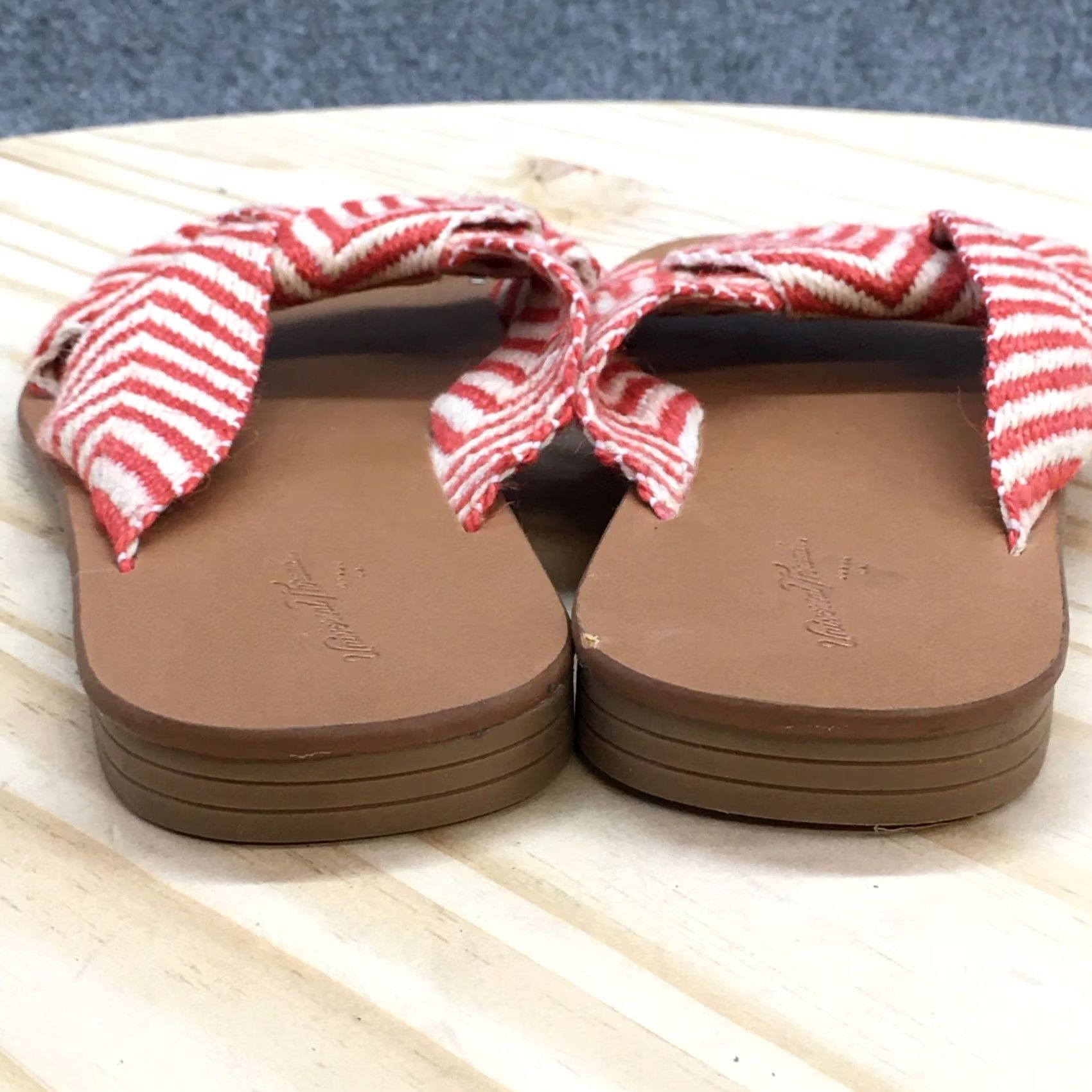 Vintage Universal Thread Sandals Womens 7 Louise Knotted Slip On Flats Slide White Red Size US 7 / IT 37 - 7 Thumbnail