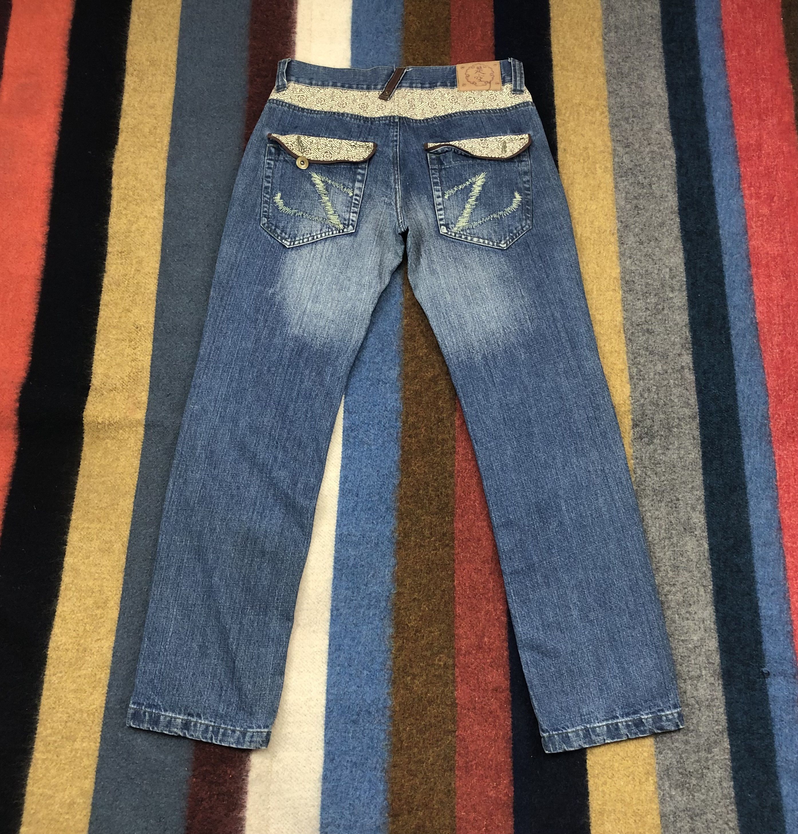 Japanese Brand TEKU Embroidery Red Dragon Denim Jeans #1698/05 Size US 31 - 12 Thumbnail