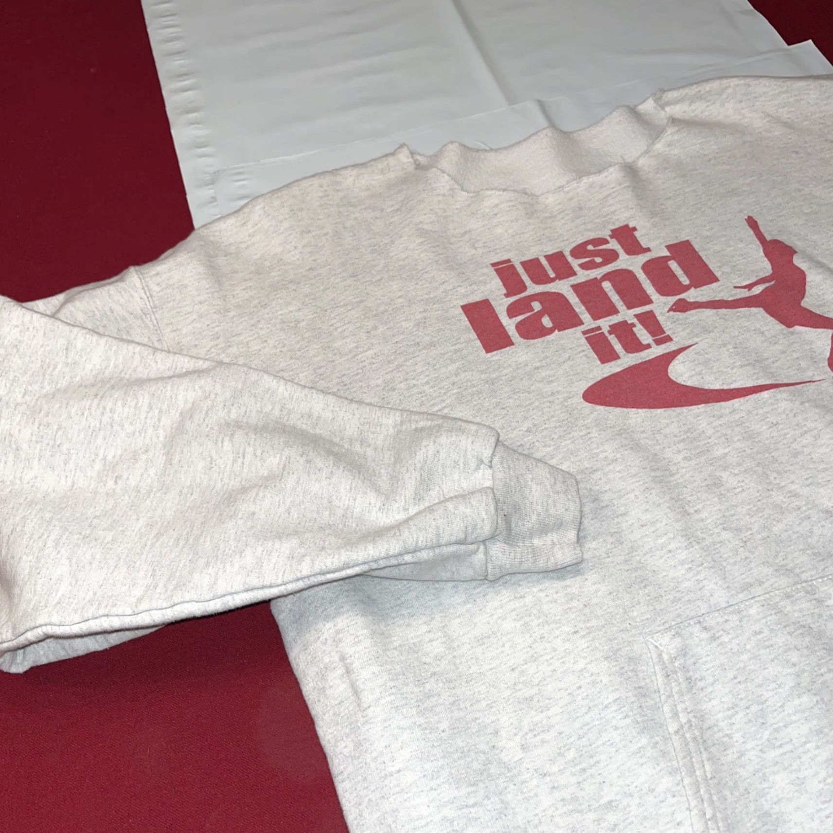Vintage VINTAGE GRAY FIGURE SKATER Sweatshirt Ice Skater Red “Just Land It” Ice Skating 90s XL Size US XXL / EU 58 / 5 - 3 Thumbnail