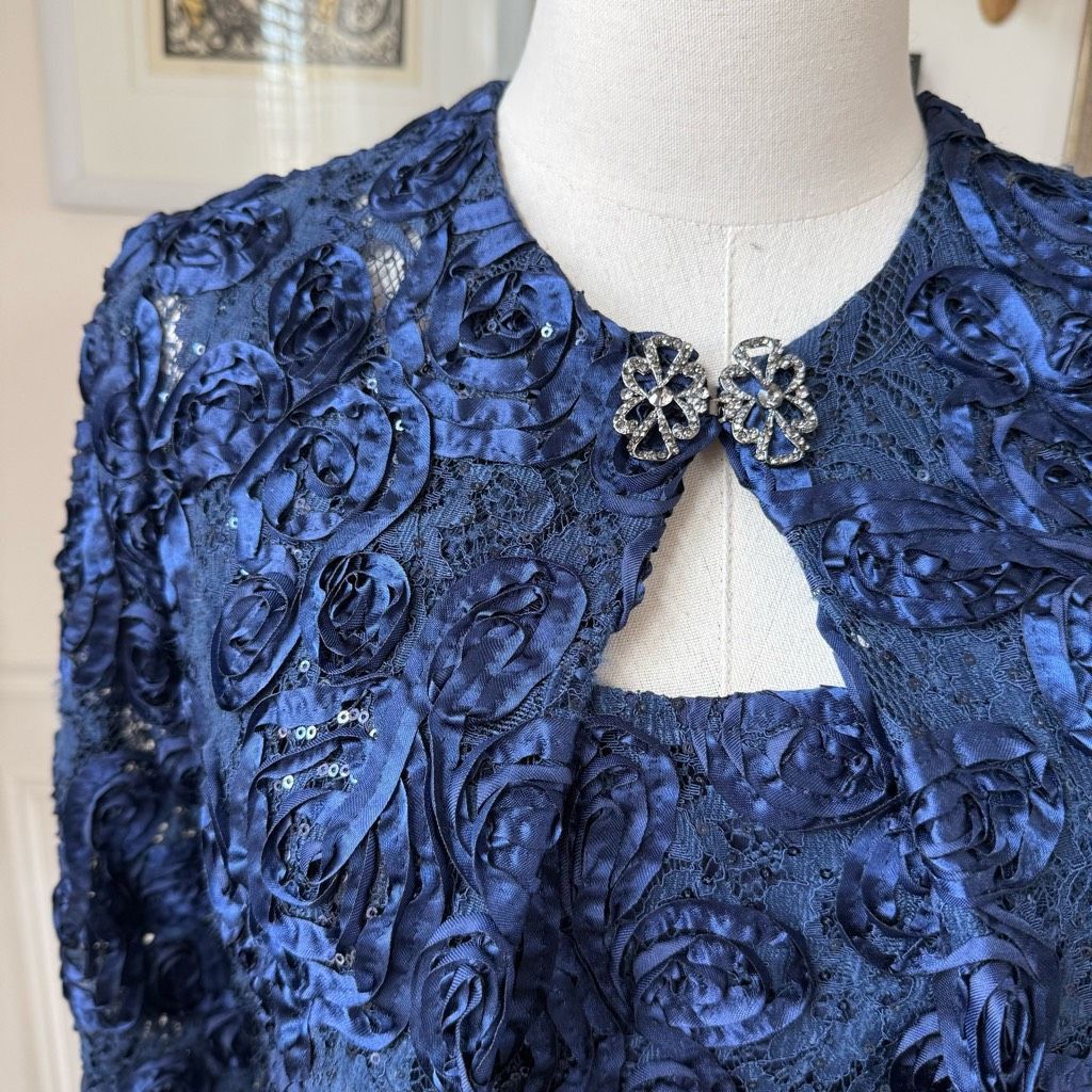 Other Cachet Dark Blue 2pc Formal Jacket Tank Soutache Sequin Rhin Size M / US 6-8 / IT 42-44 - 2 Thumbnail