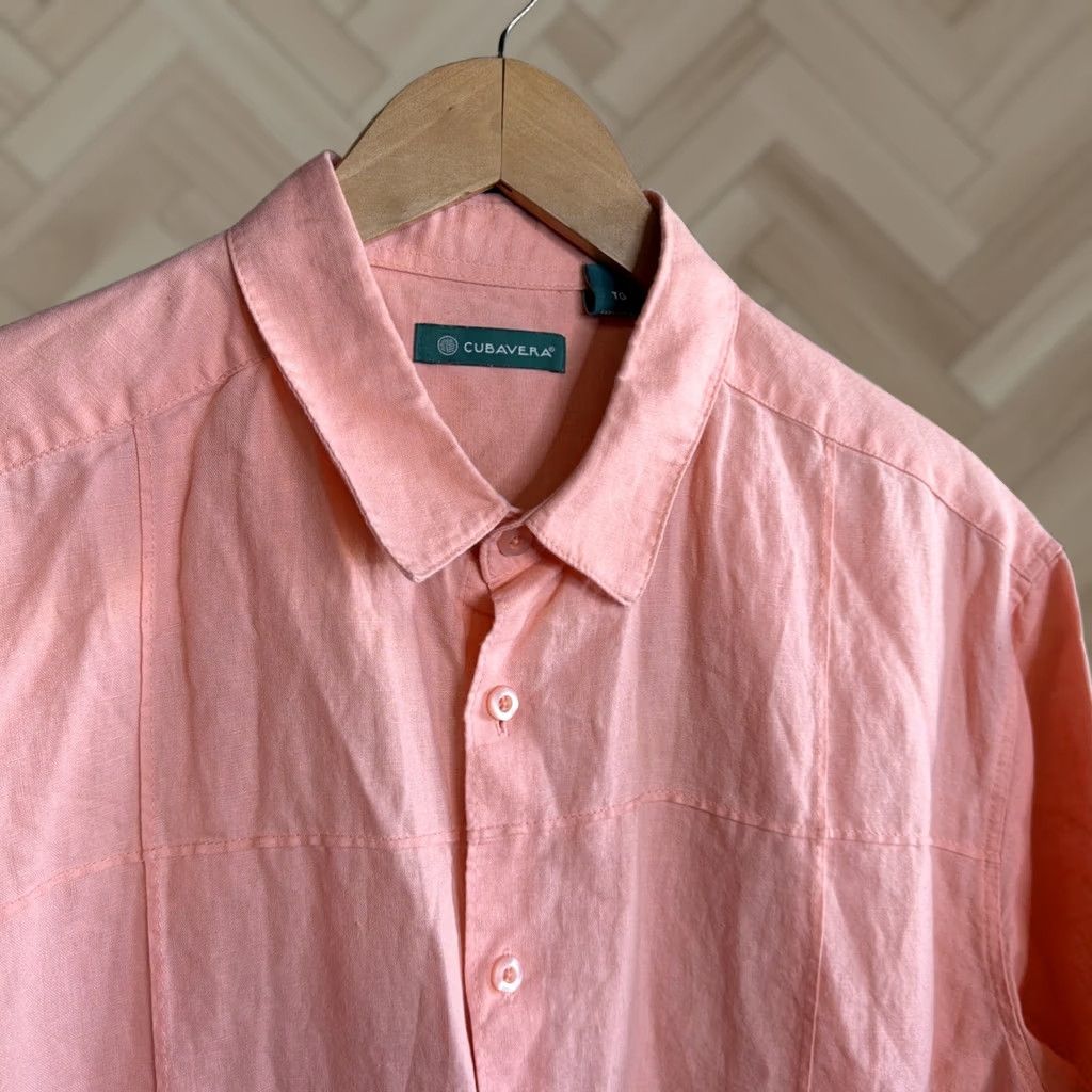 Cubavera Cubavera Shirt Men XL Pink Short Sleeve Button-Up Linen Blend Casual Size US XL / EU 56 / 4 - 1 Thumbnail