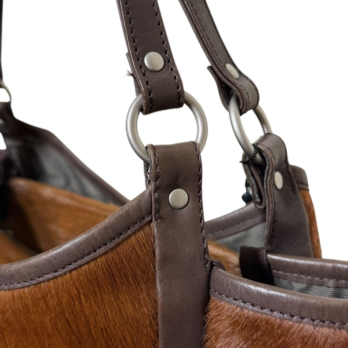 Yohji Yamamoto 761 Yohji Yamamoto Y'SACCS bag brown calf hair leather Size ONE SIZE - 4 Thumbnail