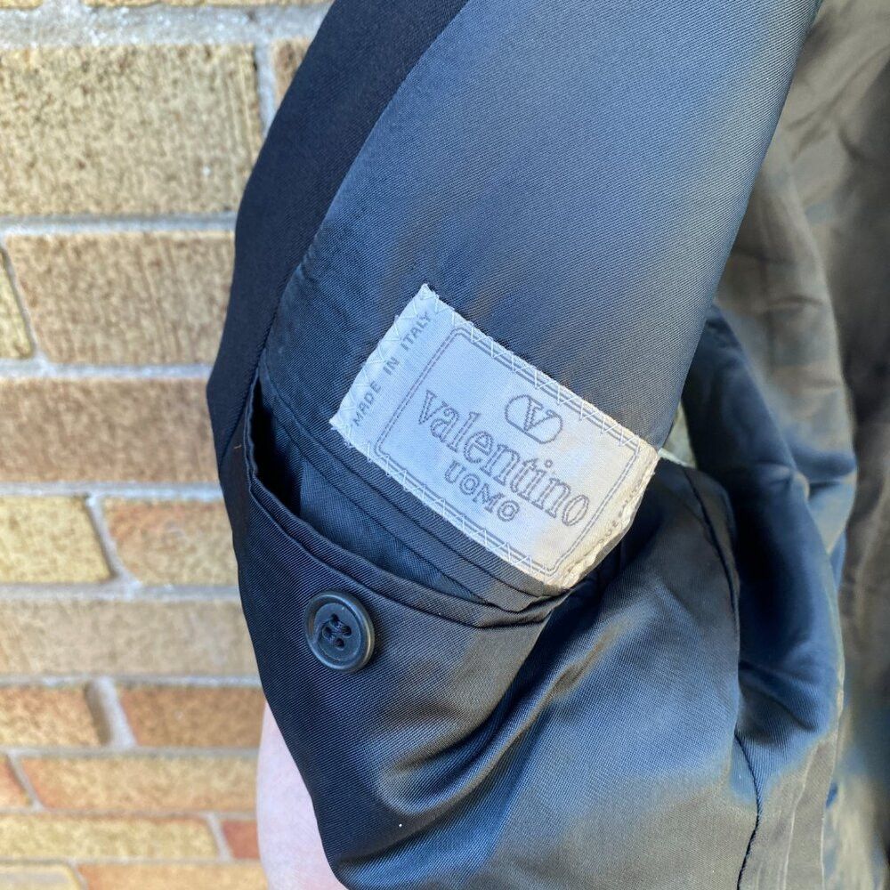 Valentino × Vintage Vintage 90s Valentino Pure Virgin Wool Jacket Black Size US M / EU 48-50 / 2 - 9 Thumbnail