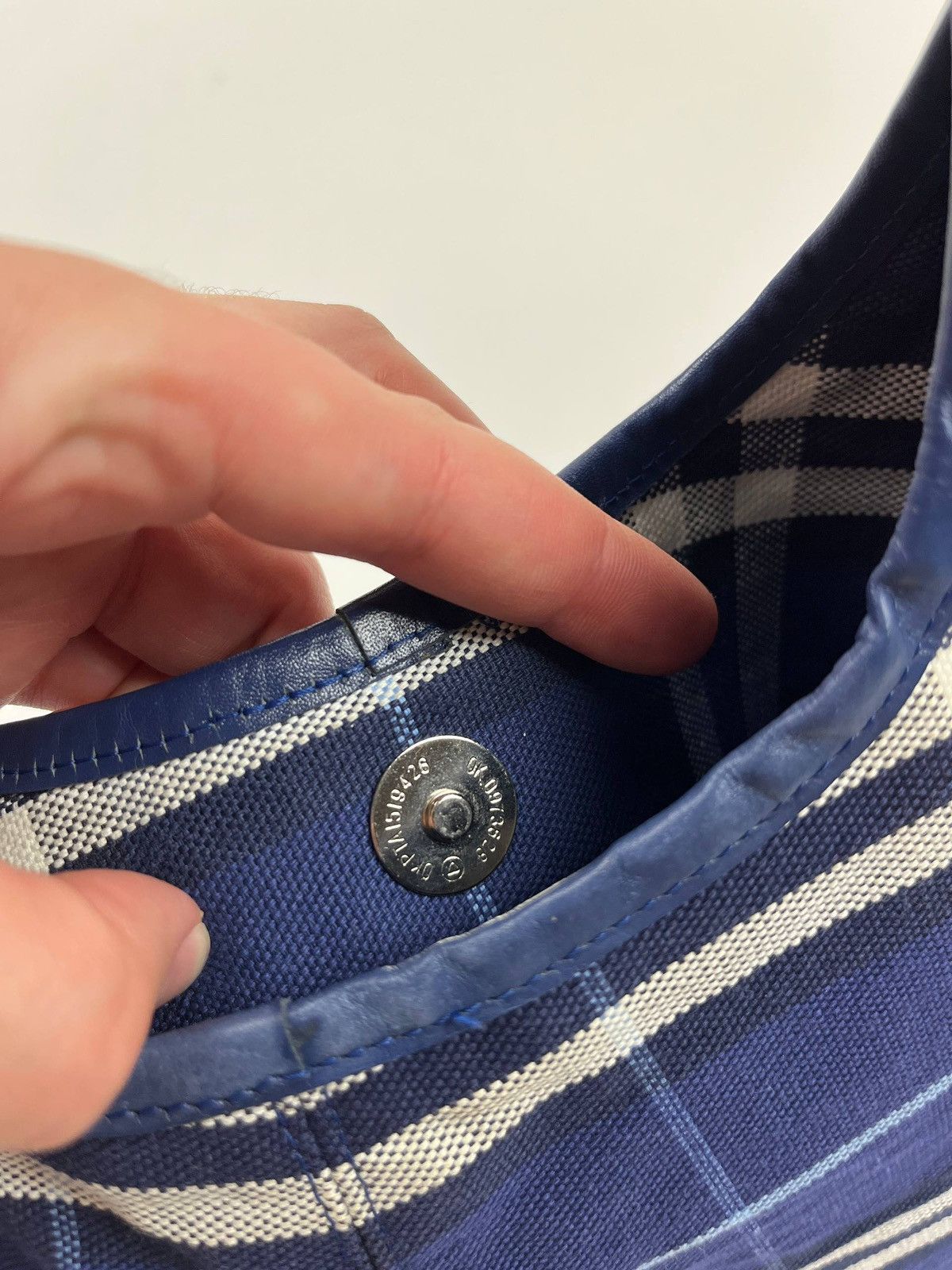 Burberry Blue Nova Check Plaid Shoulder Bag Canvas Hobo Tote Y2K Rare Size ONE SIZE - 8 Thumbnail