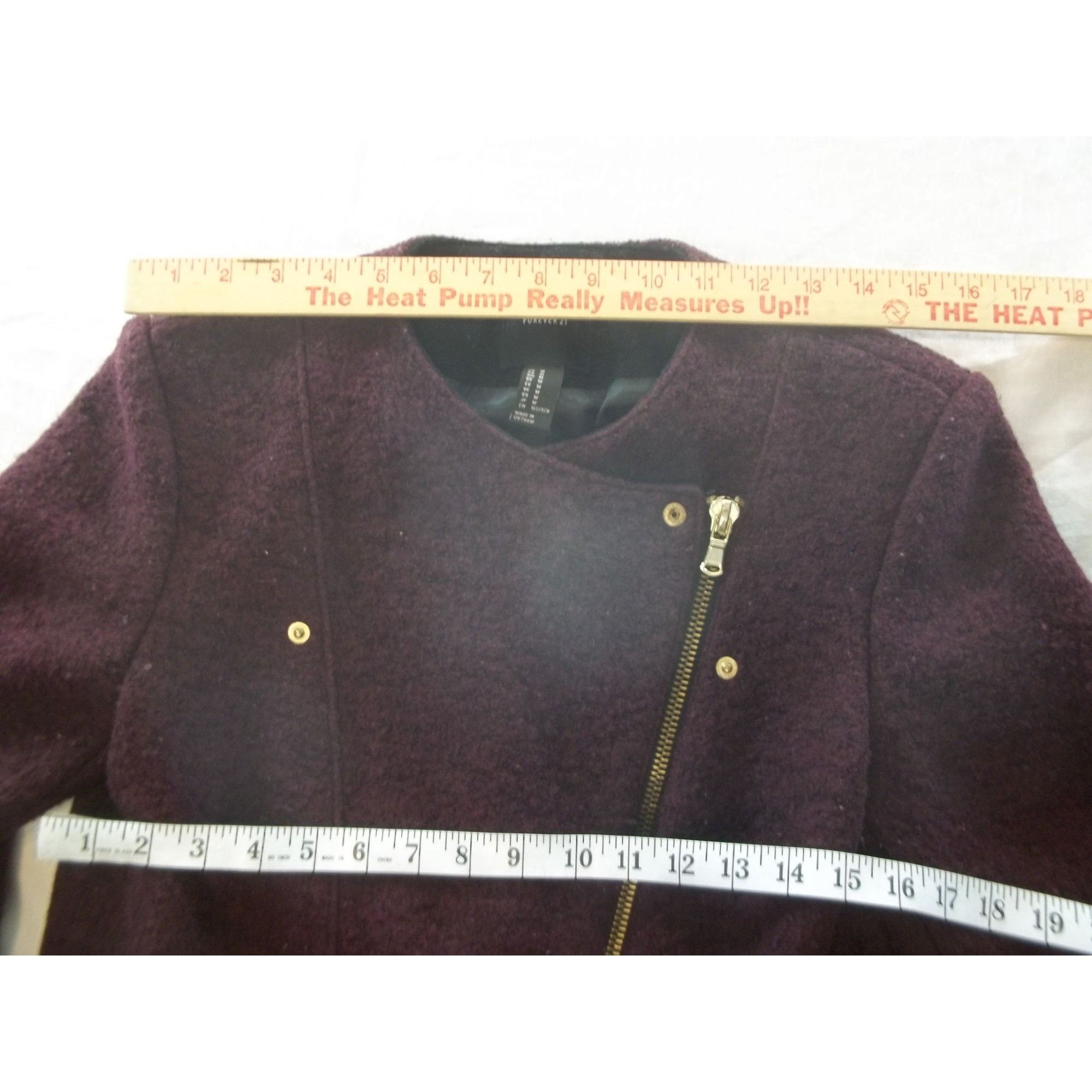 Forever 21 Forever 21 Peacoat Women Sz M Plum Full Zip Wool Long Sleeve Size M / US 6-8 / IT 42-44 - 5 Thumbnail
