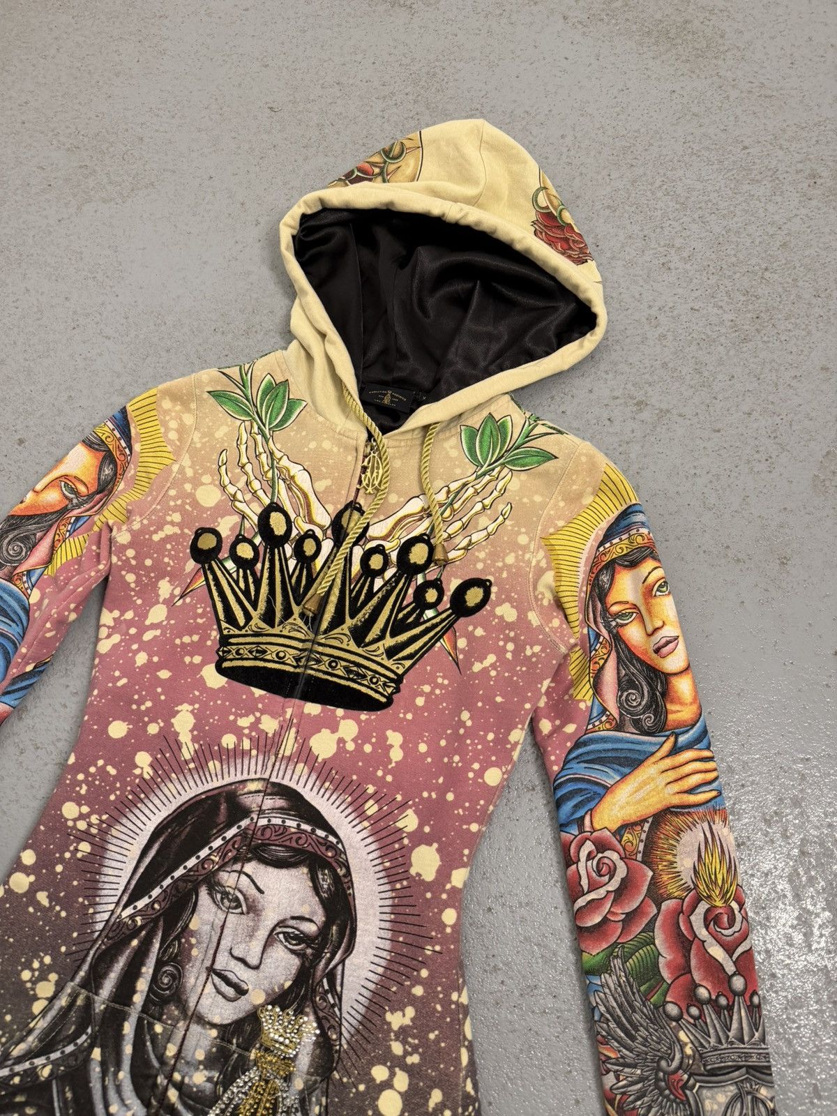 Christian Audigier Christian Audigier Holy Diva Overprinted Y2K Zip Hoodie Size XS / US 0-2 / IT 36-38 - 4 Thumbnail