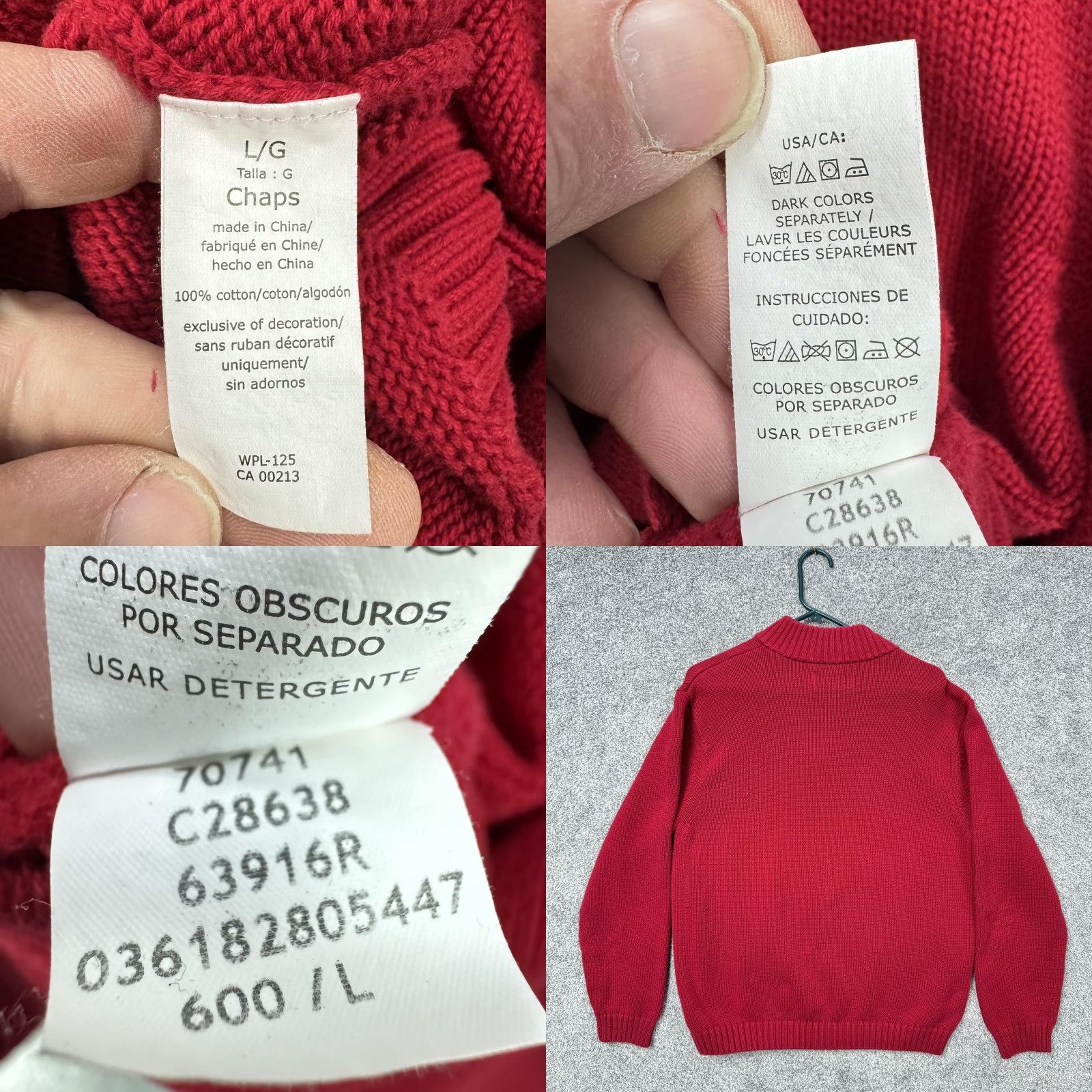 Chaps Chaps Sweater Mens L 1/4 Zip Mock Neck Red Solid Knit Classic Americana Preppy Country Club Ivy Mens Size US L / EU 52-54 / 3 - 8 Thumbnail