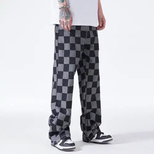 Jean Check Pattern Graphic Distressed Jeans Size US 30 / EU 46 - 8 Thumbnail