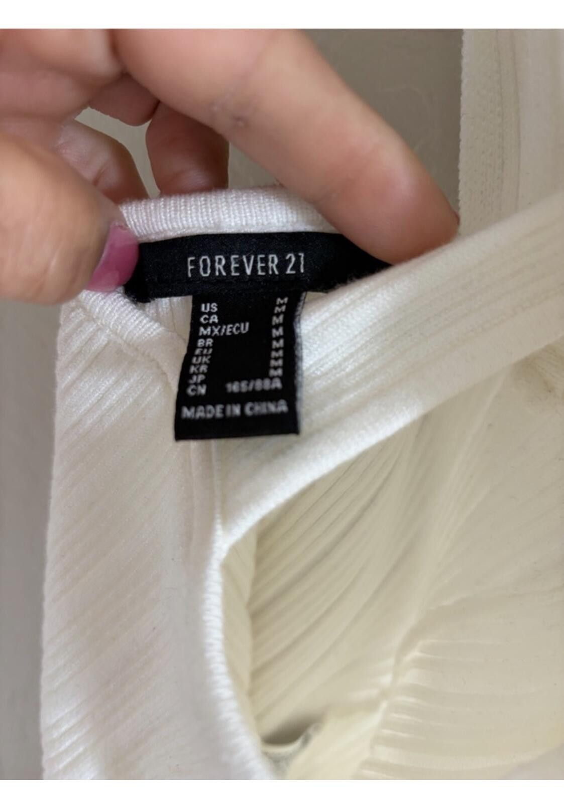 Other Forever 21 White Ribbed Scoop Neck Bodysuit Size M / US 6-8 / IT 42-44 - 5 Thumbnail