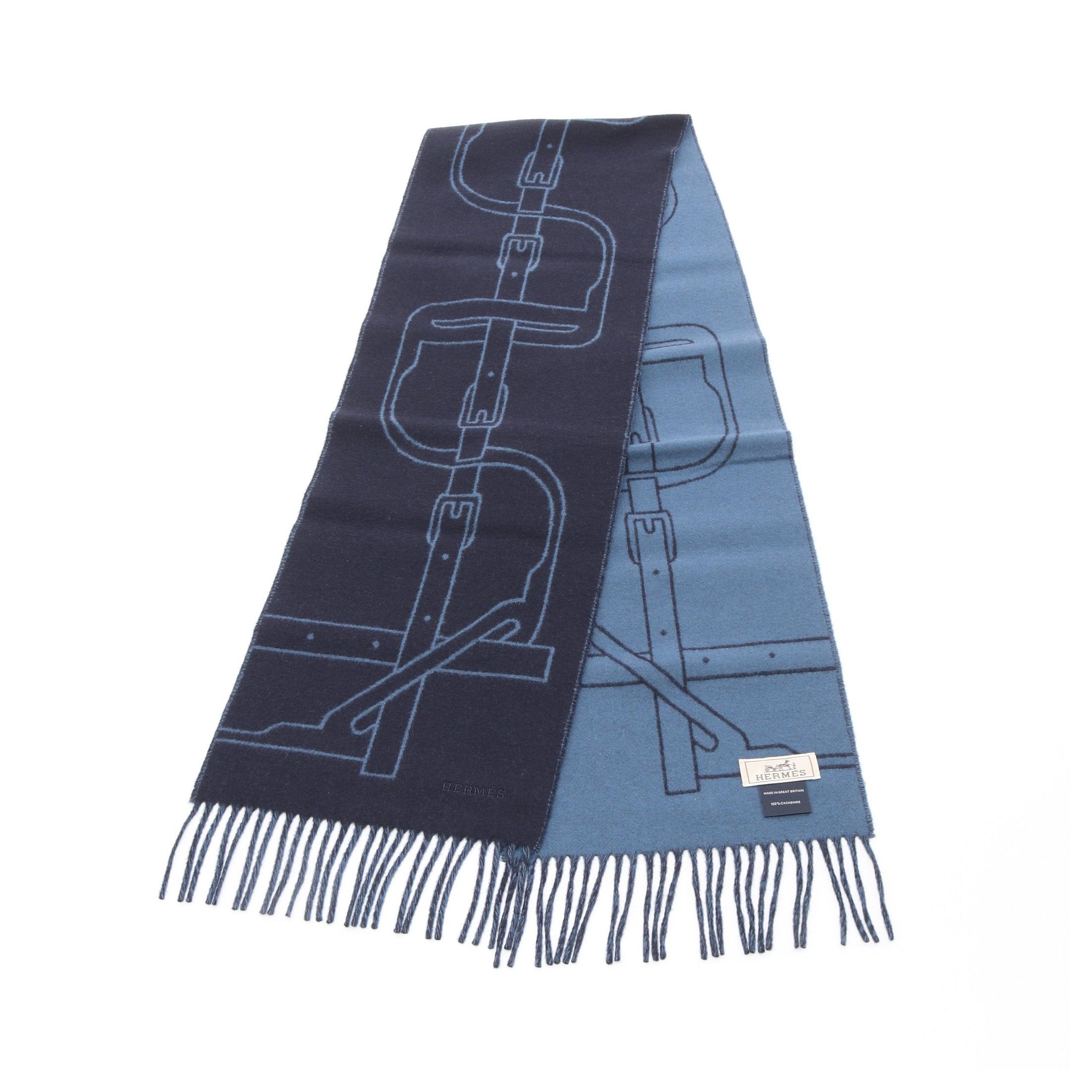 Hermes Mors A Jouets Scarf Cashmere Navy Blue