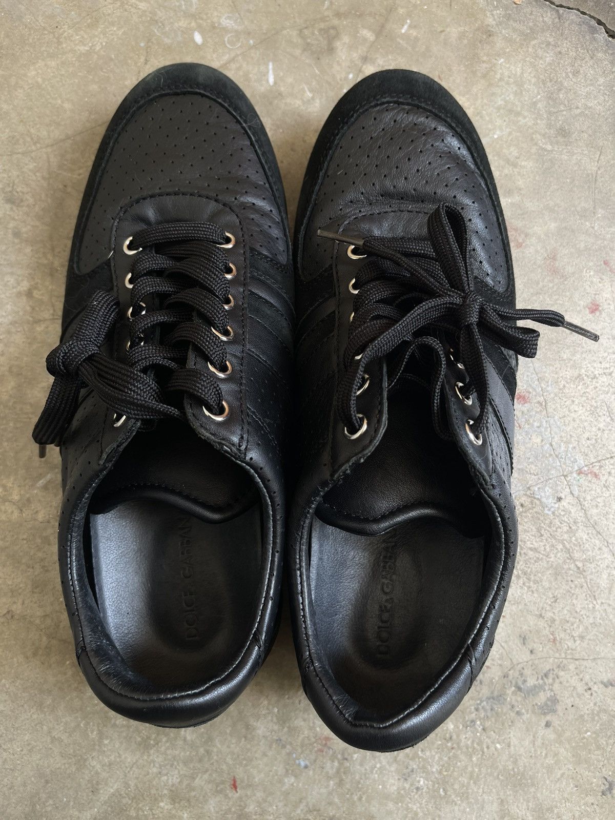 Dolce & Gabbana Dolce Gabanna Logo Leather Black Sneakers Size US 7 / EU 40 - 2 Thumbnail