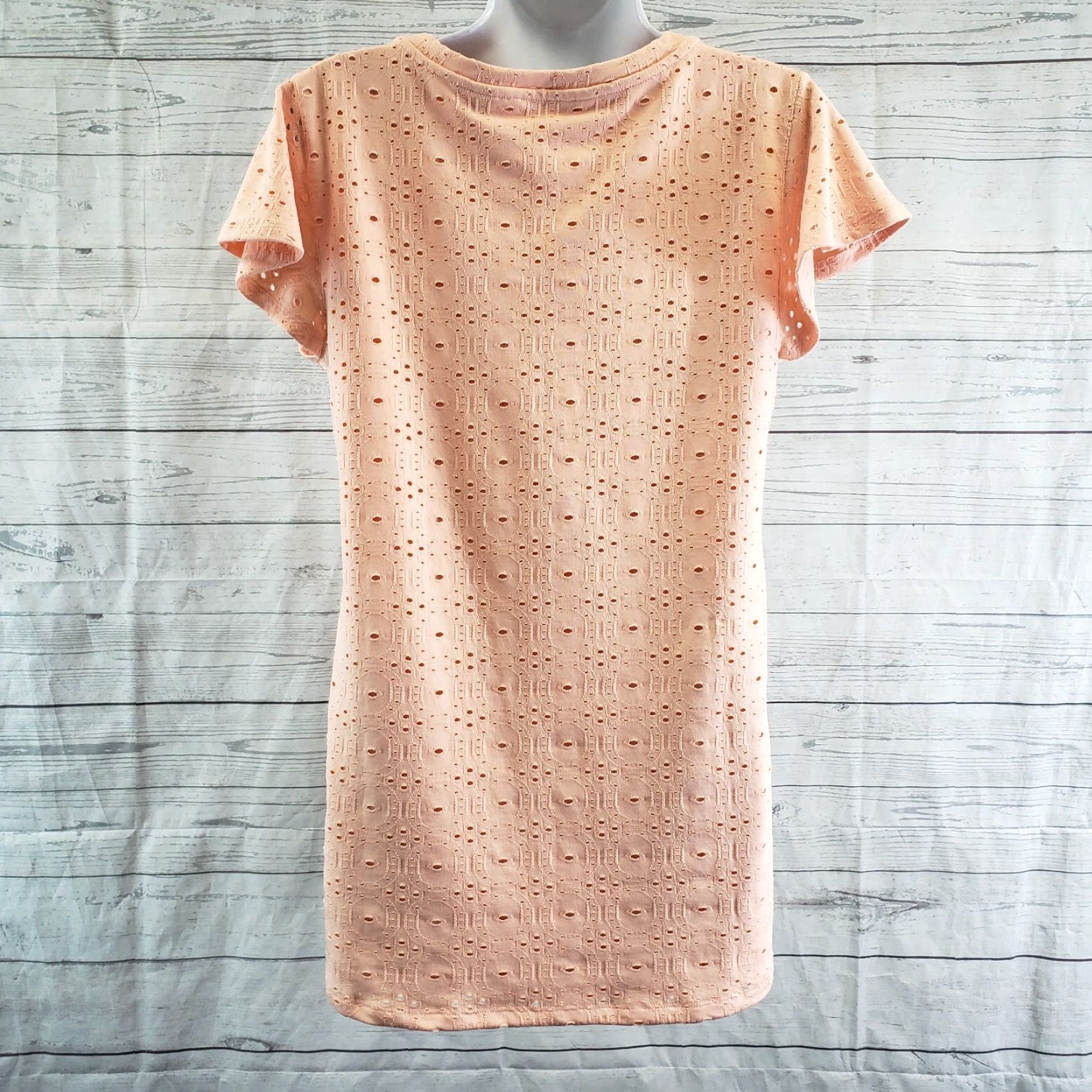 Isaac Mizrahi Isaac Mizrahi Live Womens Blouse Sz 2XS Flutter Sleeve Eyelet Knit Top Peach Scoop Neck Orange Eyelet Knit Blouse 2XS Womens Isaac Mizrahi Live Size XXS / US 00 / IT 34 - 4 Thumbnail
