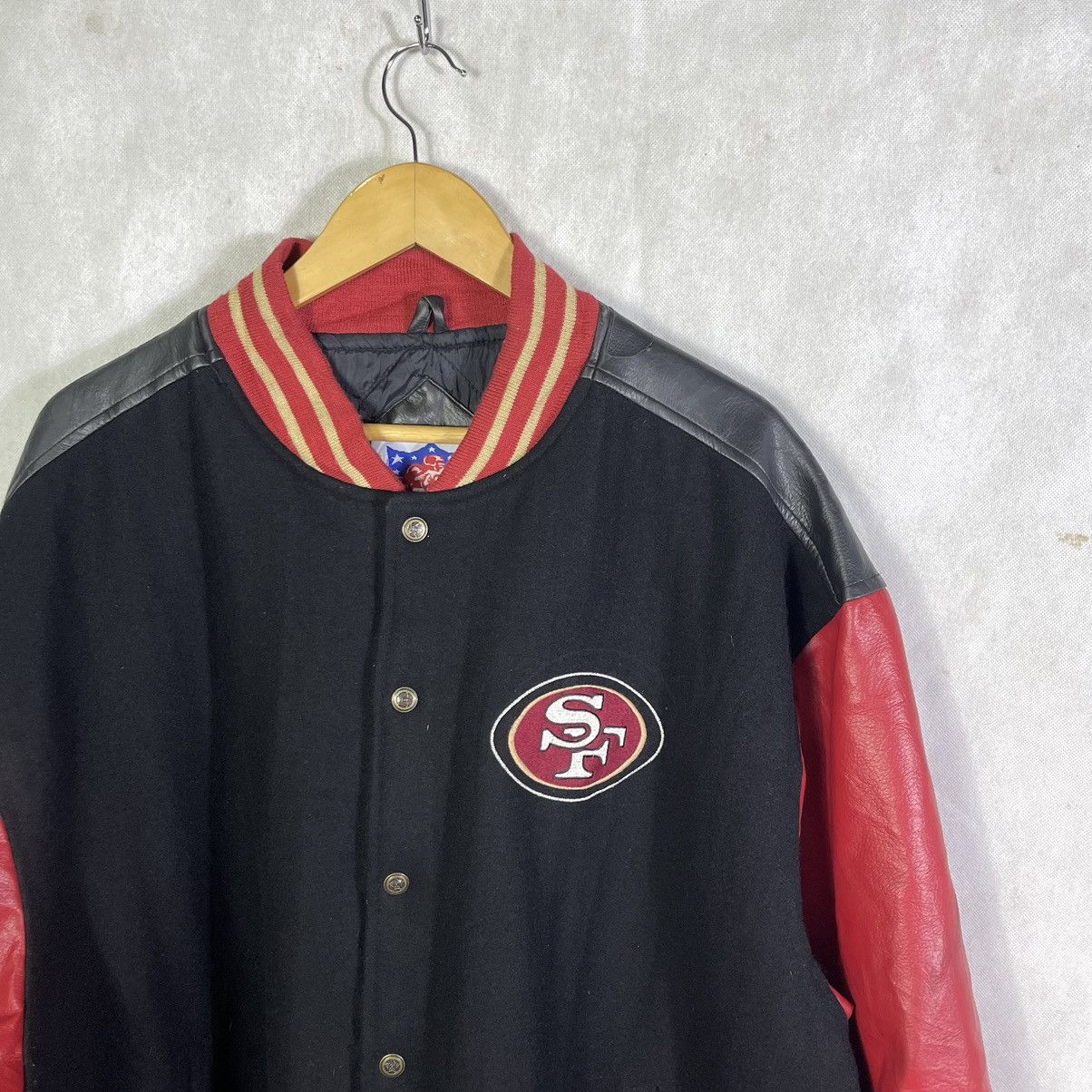 NFL Vintage SF 49ers NFL Embroidery Wool Varsity Leather Jacket Size US XXL / EU 58 / 5 - 7 Thumbnail