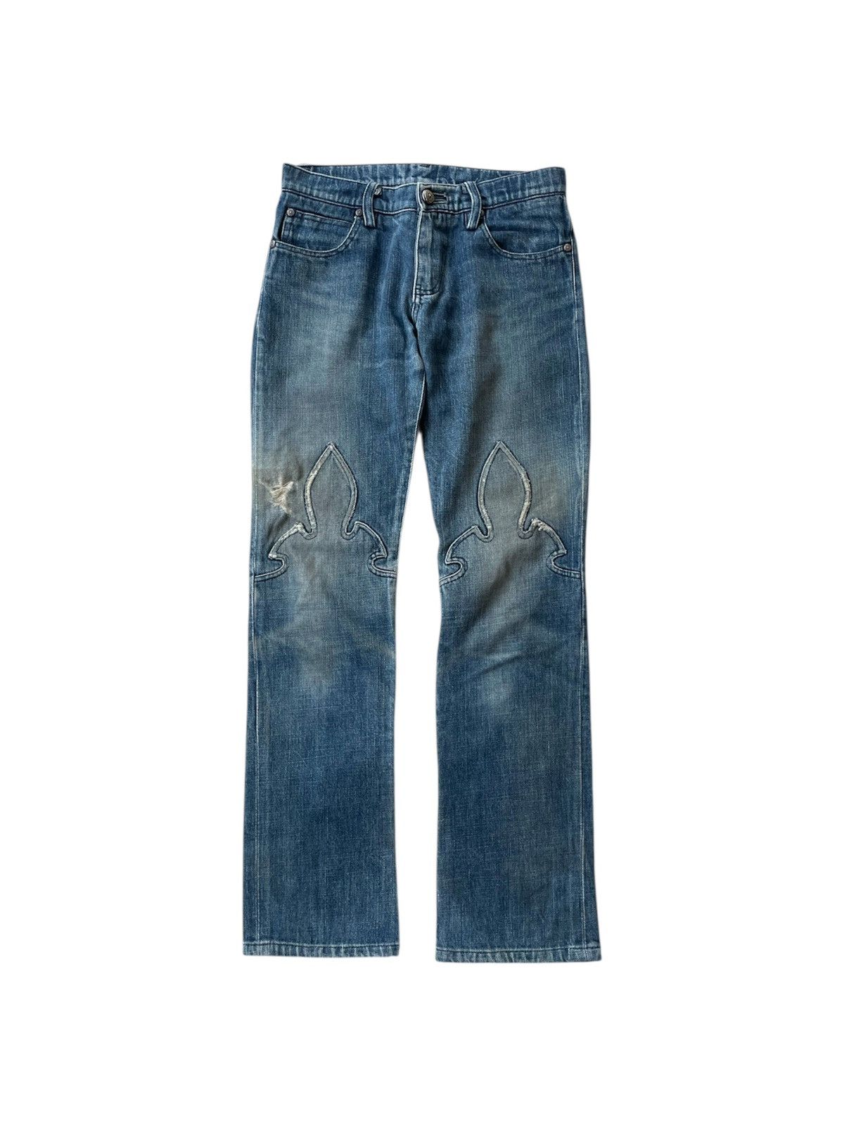 Chrome Heart Fleur De Lis Knee Denim