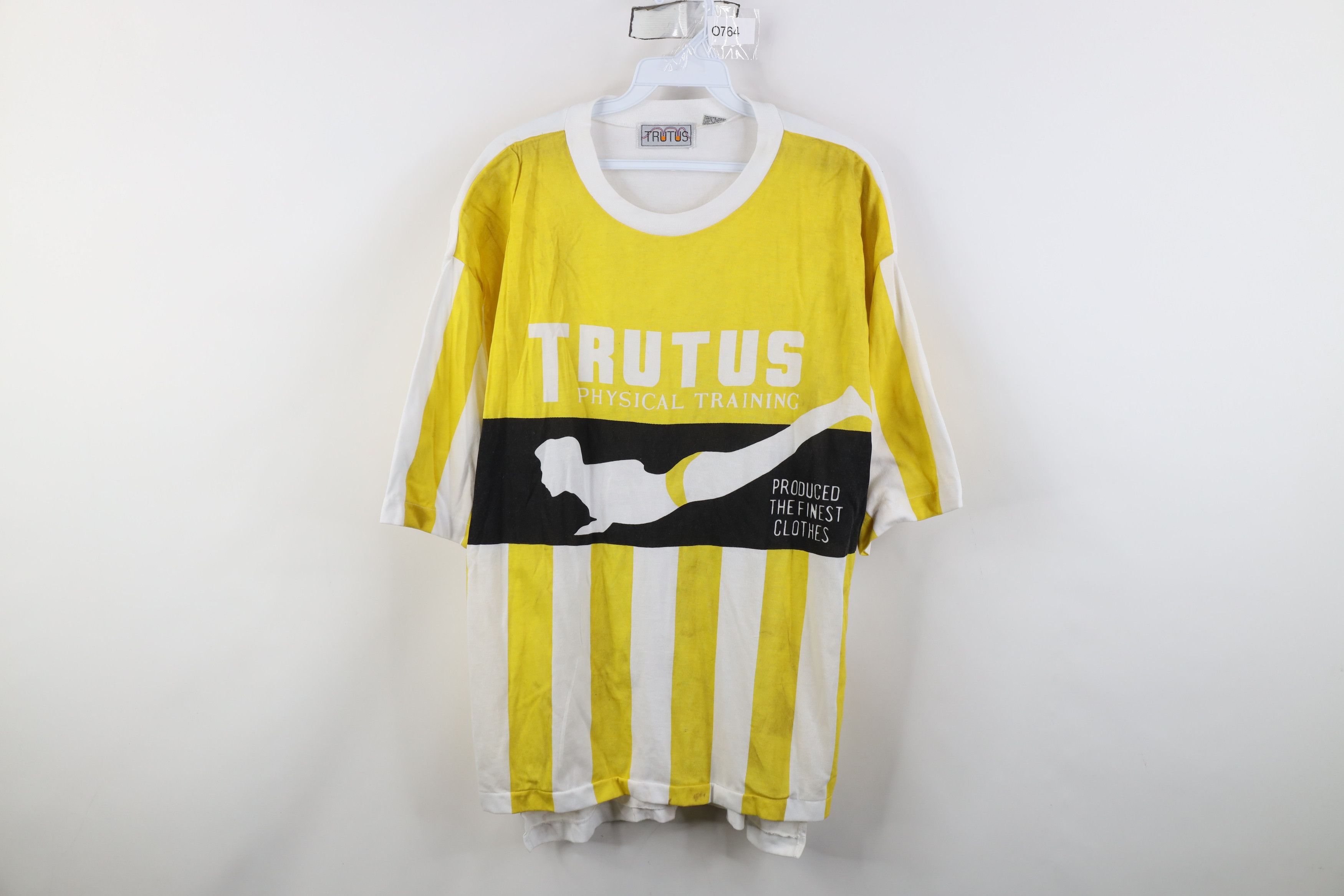Vintage Vintage 90s Streetwear Physical Training Striped T-Shirt Size US XL / EU 56 / 4 - 1 Thumbnail