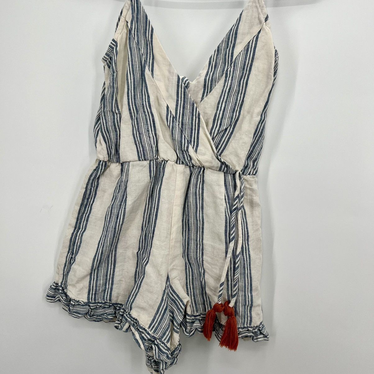 Designer Tularosa Amelia Striped Linen Chambray Romper Revolve Boho Size XS / US 0-2 / IT 36-38 - 3 Thumbnail