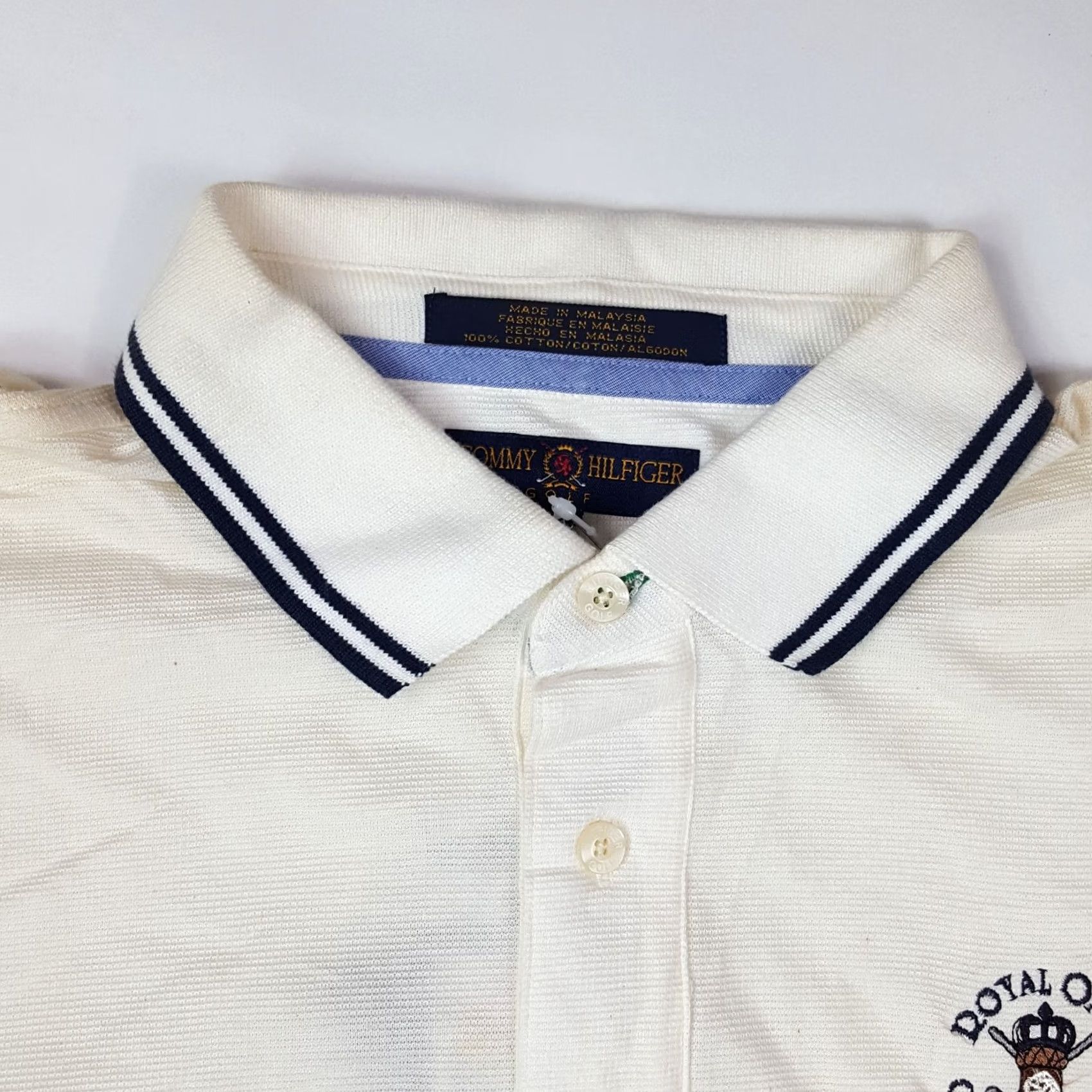 Tommy Hilfiger VINTAGE Tommy Hilfiger Golf Polo Shirt Mens L White Short Sleeve Casual 90s Retro VTG Polo Shirt Size US L / EU 52-54 / 3 - 4 Thumbnail