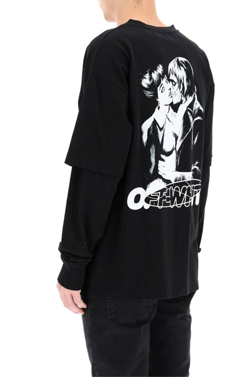 Off-White Black Kiss 21 Double Layer Long Sleeve T-Shirt Size XXS / US 00 / IT 34 - 4 Thumbnail