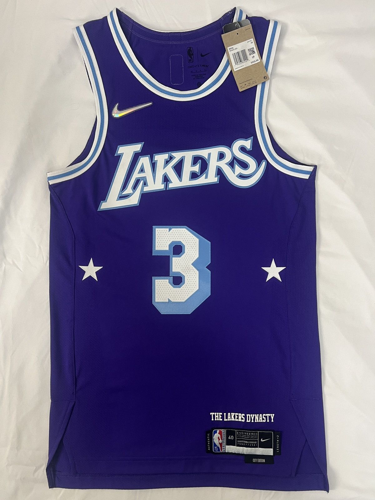 image of Anthony Davis Lakers City Edition Nike Authentic Jersey in Purple, Men's (Size Small)