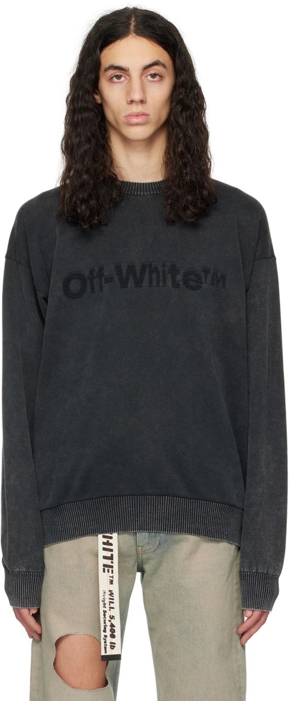Off-White o1y0325 Logo Crewneck Sweatshirt in Lead Size US L / EU 52-54 / 3 - 1 Thumbnail