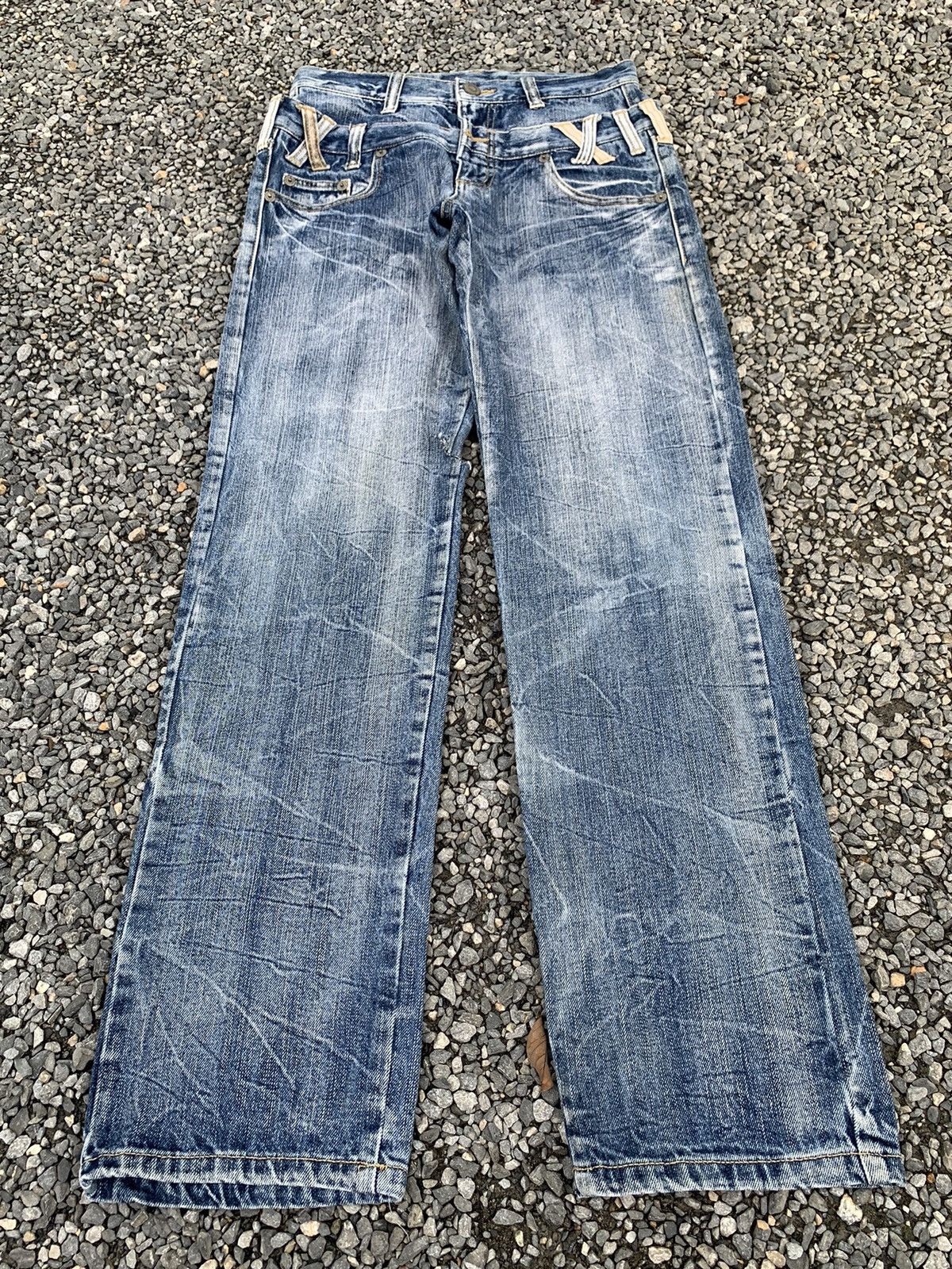 If Six Was Nine DOUBLE WAIST PUNK STYLE JAPANESE MUDMAX DISTRESSED DENIM Size US 28 / EU 44 - 3 Thumbnail