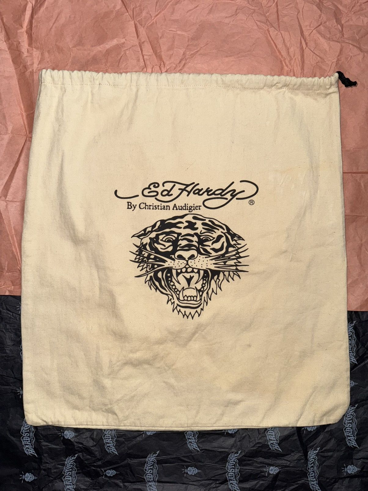 Ed Hardy Ed Hardy Beige Drawstring bag Size ONE SIZE - 3 Thumbnail